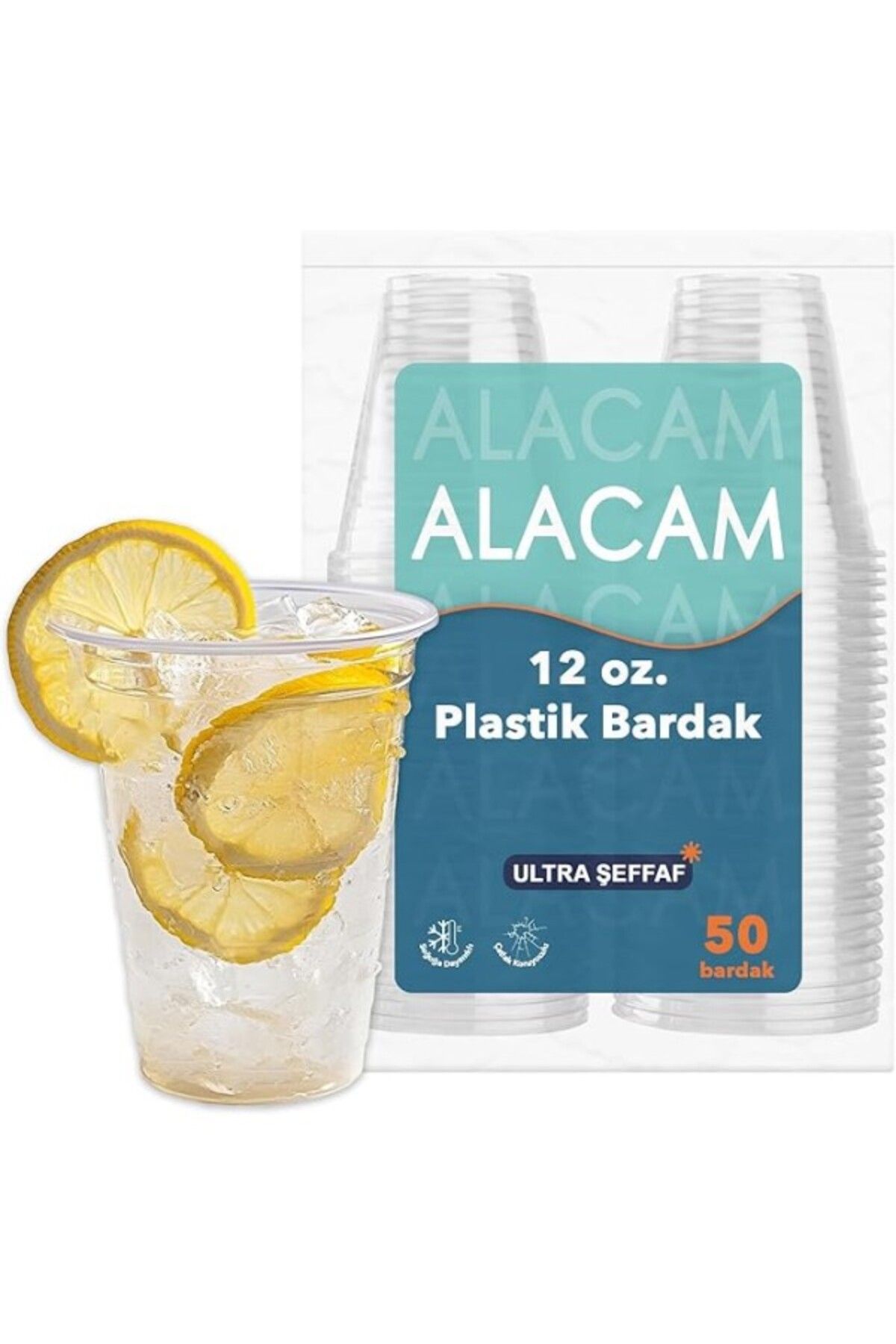 ShopZum [50 Adet] Alacam Şeffat Tek Kullanımlık Plastik Bardak, Soğuk İçecek, Limonata, Meyve Suyu, Parti