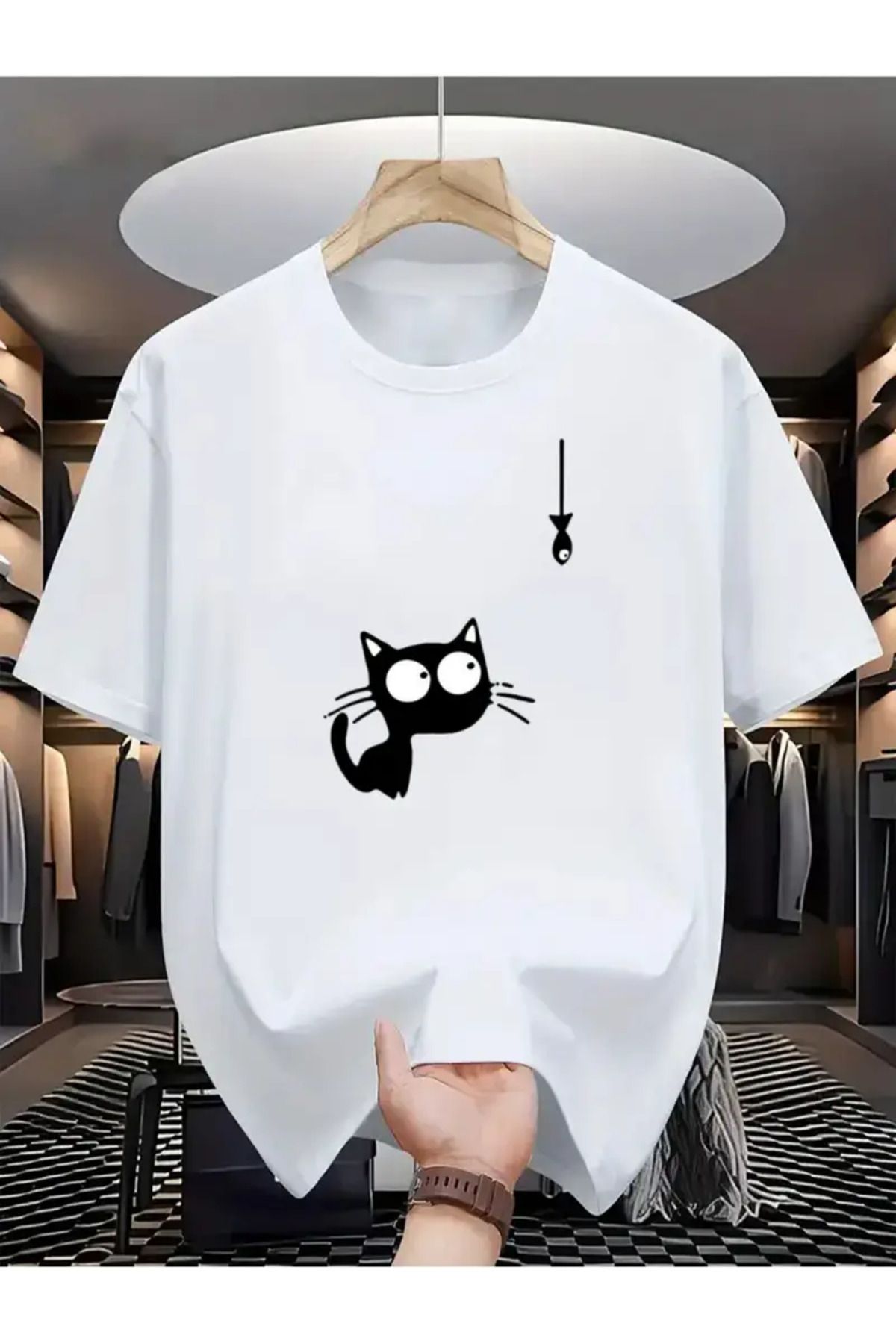 AEMİ Unisex Baskılı Oversize Bisiklet Yaka T-shirt