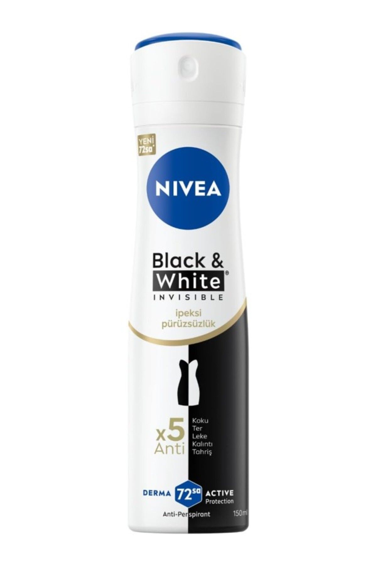 ShopZum Kadın Sprey Deodorant Black &Amp; White Invisible İpeksi Pürüzsüzlük, Ter Ve Ter Kokusuna Karşı 72