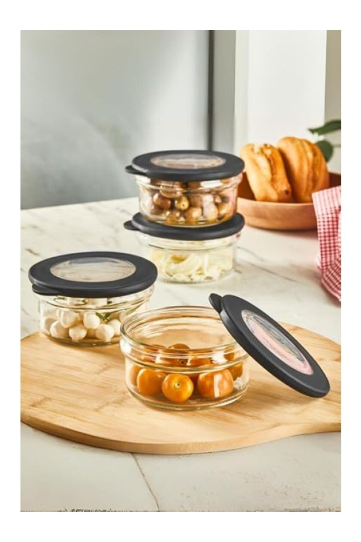 ShopZum Mithra Life 4 Adet 415 Ml Silikon Kapak Cam Kahvaltı Seti Saklama Kabı Mit1086