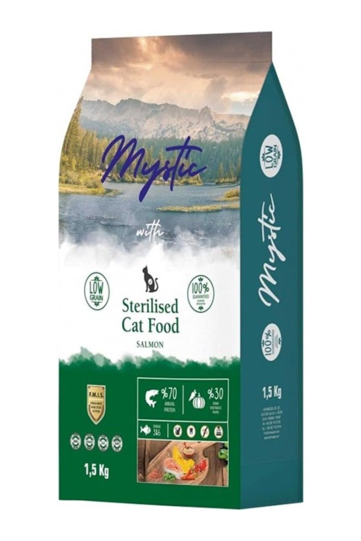 ShopZum Mystic Az Tahıllı Yetişkin Kedi Maması Kısır Somonlu 1,5 Kg