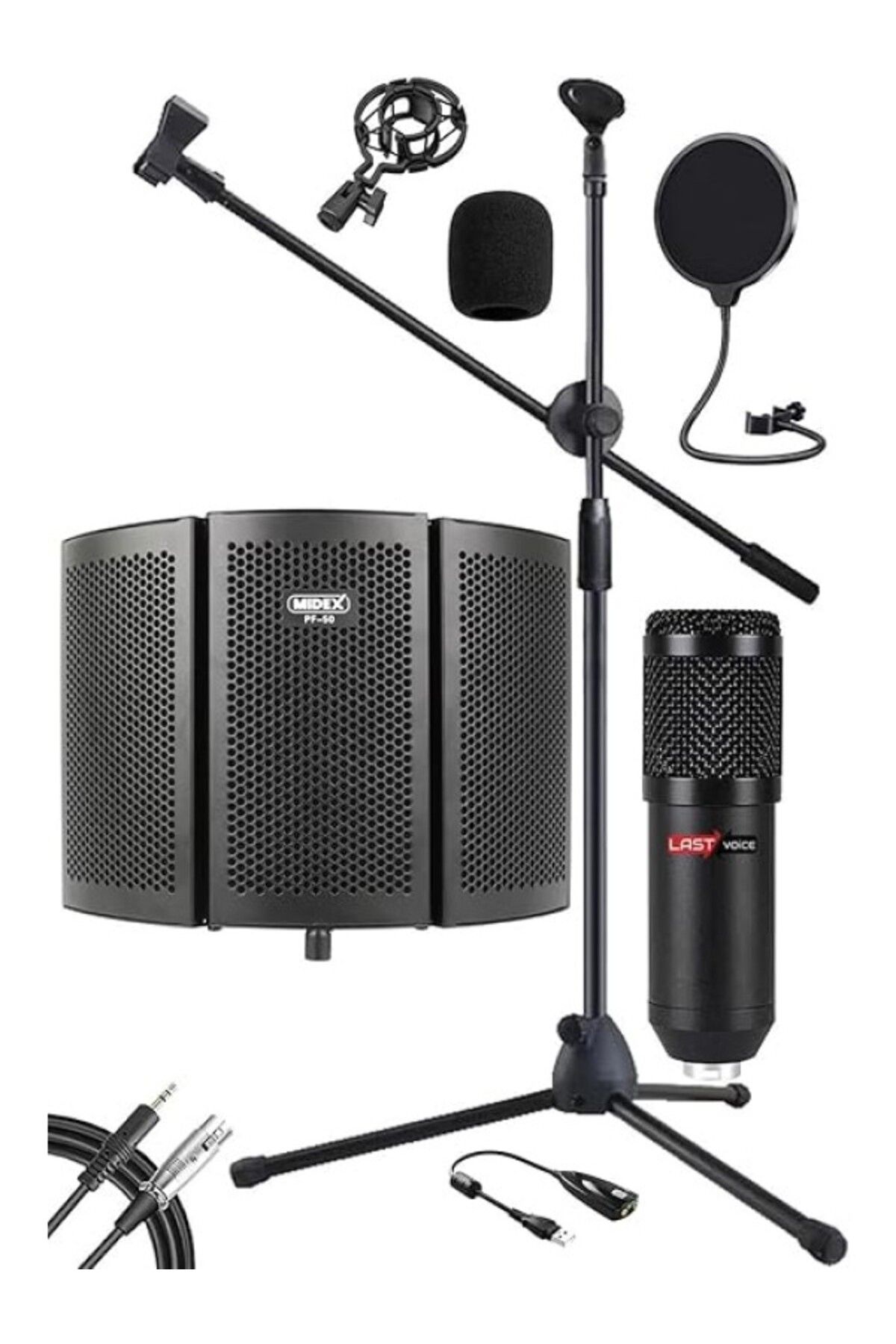 ShopZum Lastvoice Pack Set-1 Bm800 Mikrofon + Stand + Yalıtım Paneli + Filtre + Ses Kartı