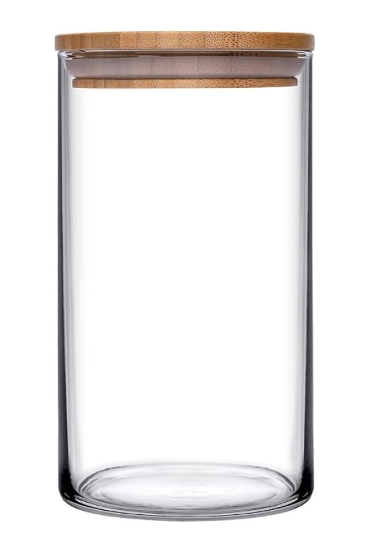 ShopZum 43463 Bamboo Ahşap Kapaklı Cam Kavanoz, Şeffaf, 1.48 Litre