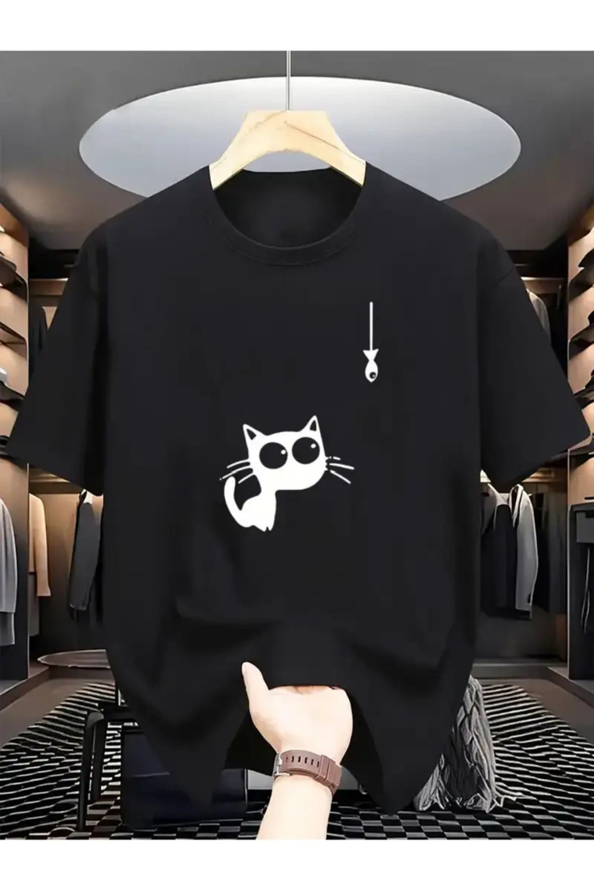 AEMİ Unisex Baskılı Oversize Bisiklet Yaka T-shirt