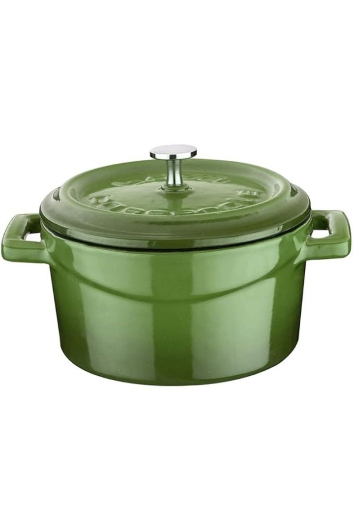 ShopZum Metal Döküm Mini Tencere, 10 Cm, 0.35 L Hacim, Yeşil