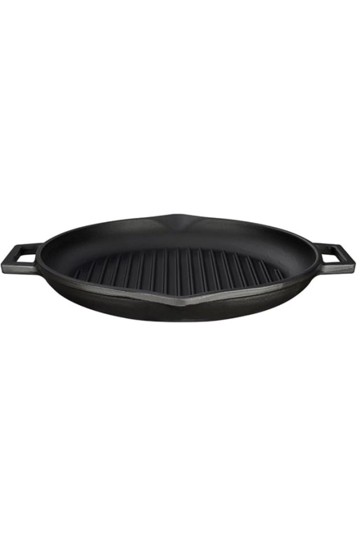 ShopZum Lava Döküm Yuvarlak Izgara Tava, Metal Kulplu, 26cm, Siyah