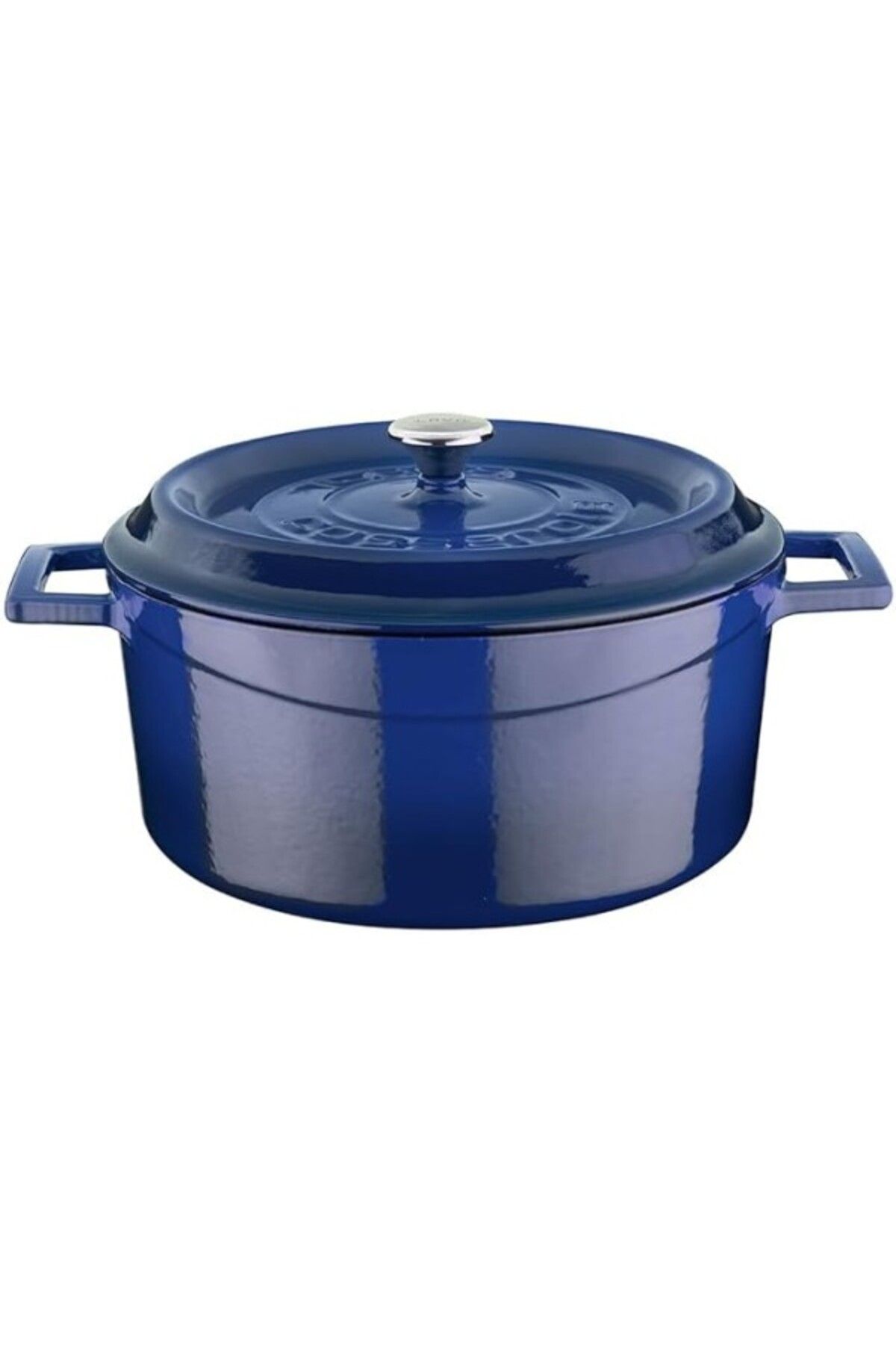 ShopZum Lava Metal Döküm Yuvarlak Tencere, 24 Cm, Mavi