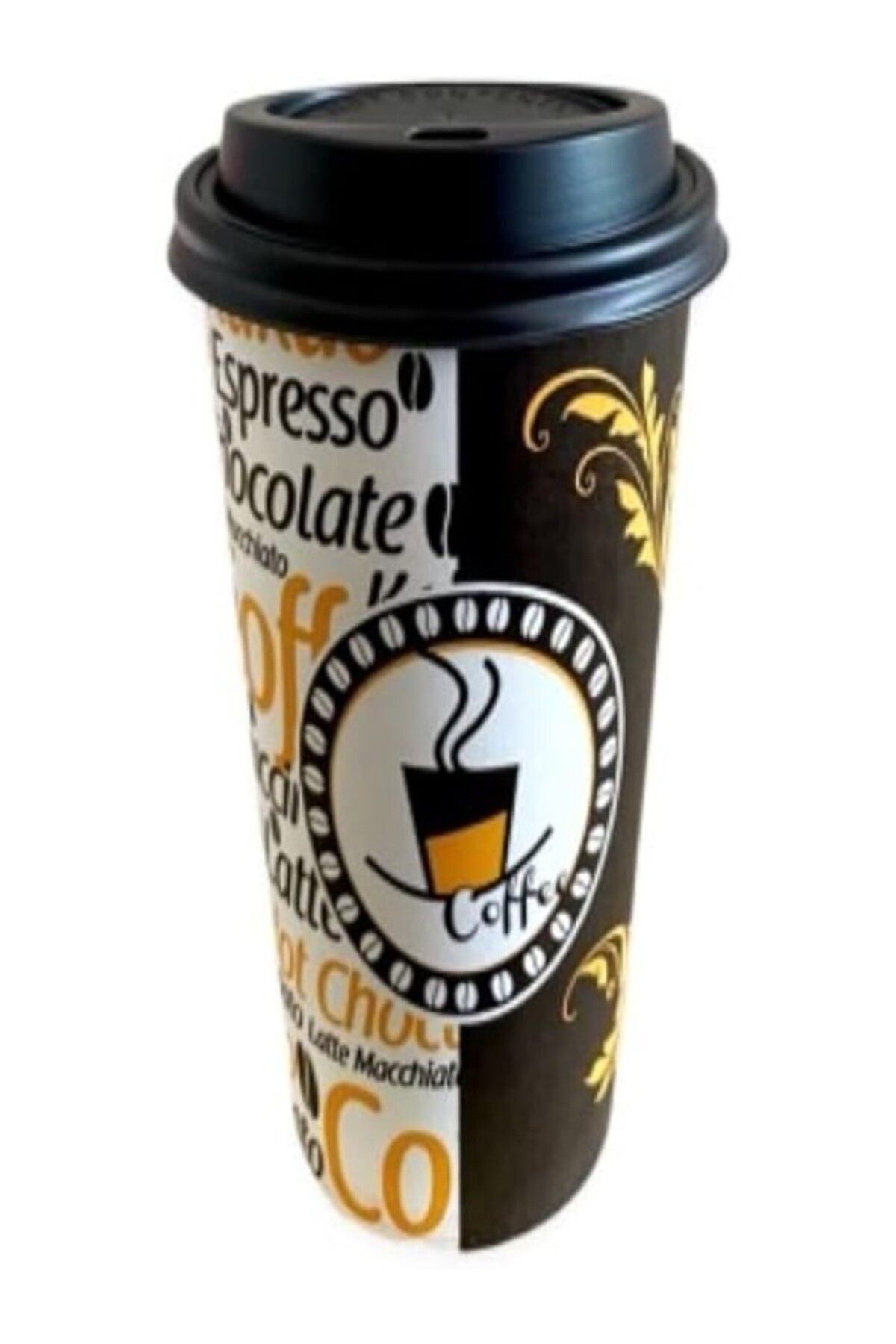 ShopZum Aygün Excodi Cup - [ Cup ] 12 Oz Siyah Kapaklı Karton Bardak - 300 Ml - 100 Adet Kaliteli Kahve