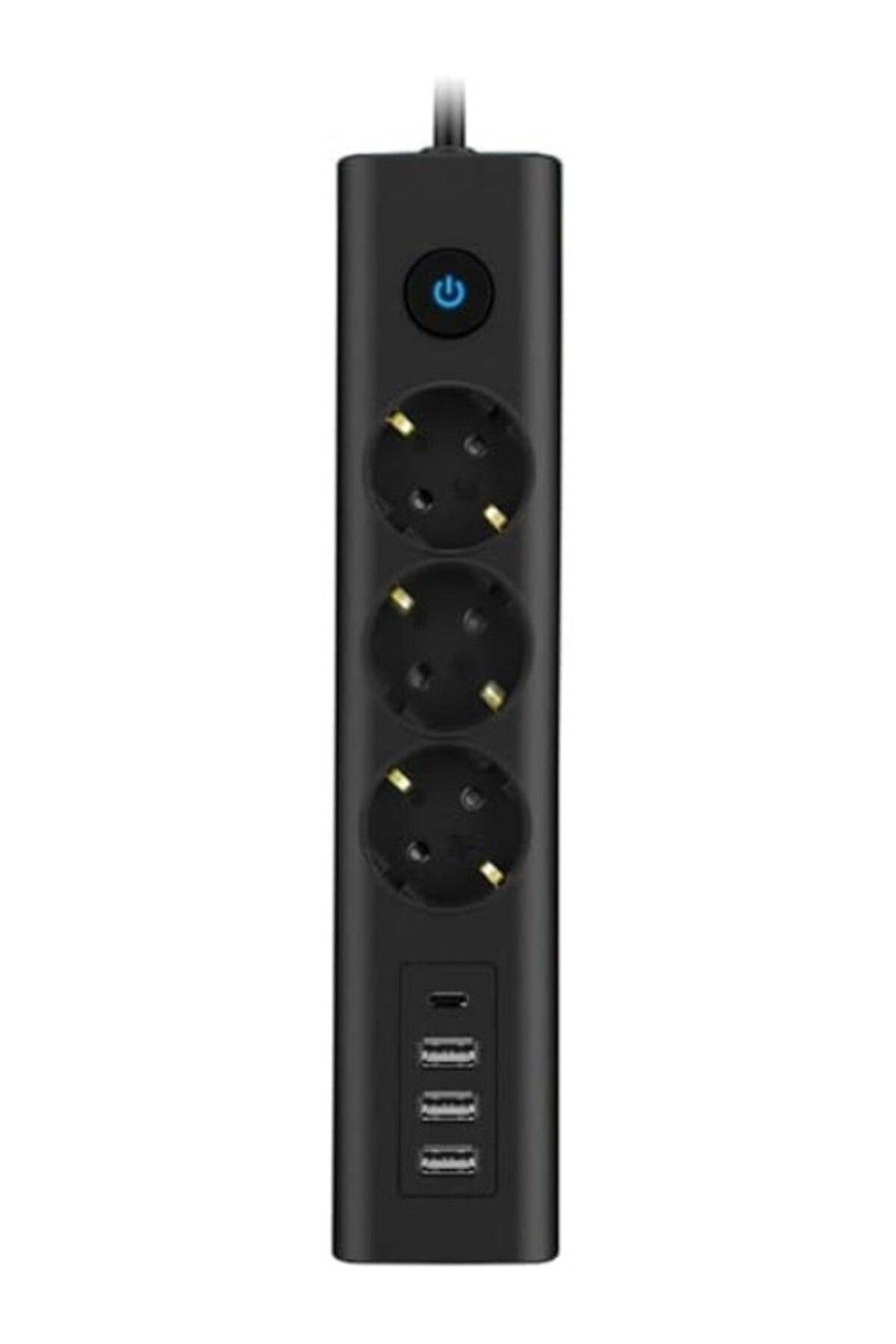 ShopZum Yeni Nesil Priz Type-C Port Girişli Akım Korumalı 3Lü Priz, 3 Usb, 1 Type-C Giriş, Isıya Dayanıklı