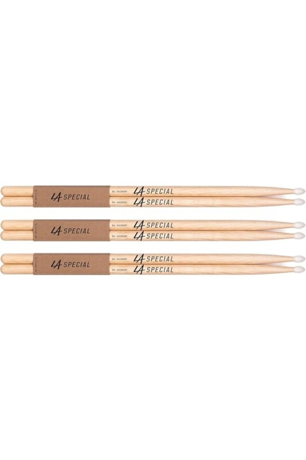 ShopZum La Specials Davul Çubukları,Davul Çubukları,5A Hickory Davul Çubukları, Oval Naylon Başlık, Üç Çift
