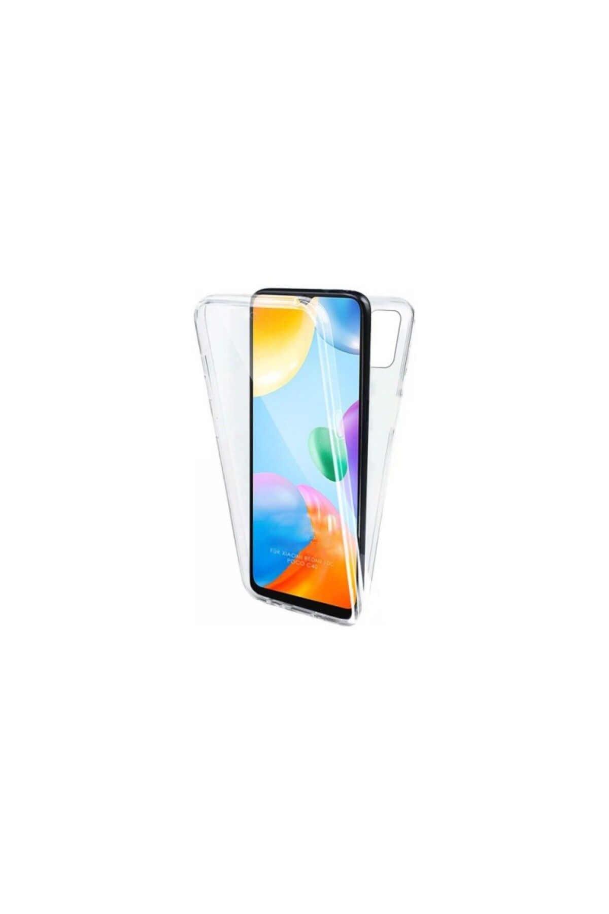 TezMax Xiaomi Poco C40 Uyumlu 360° Ön Arka Tam Koruyucu Şeffaf Silikon Full Body Kılıf