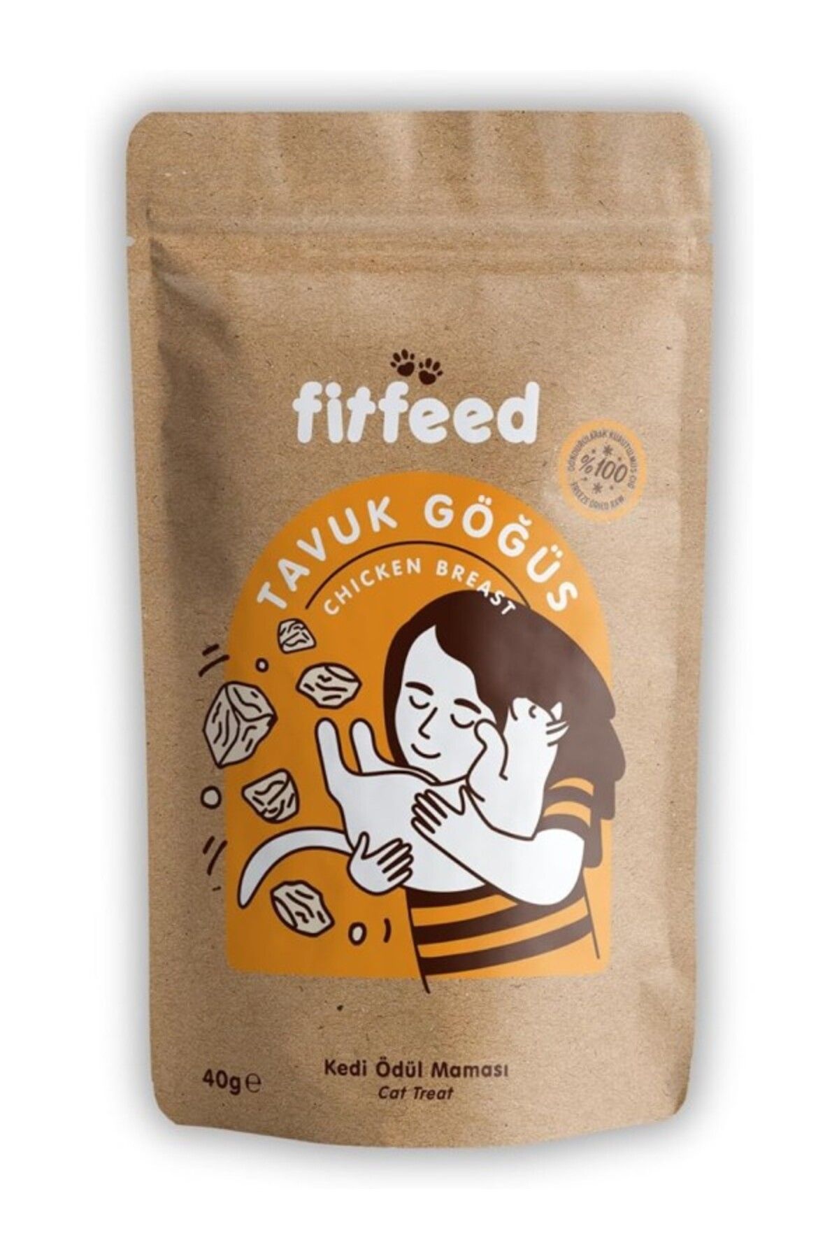 ShopZum Fitfeed Freeze-Dried Çiğ Tavuk Göğüs Kedi Ödülü 40G