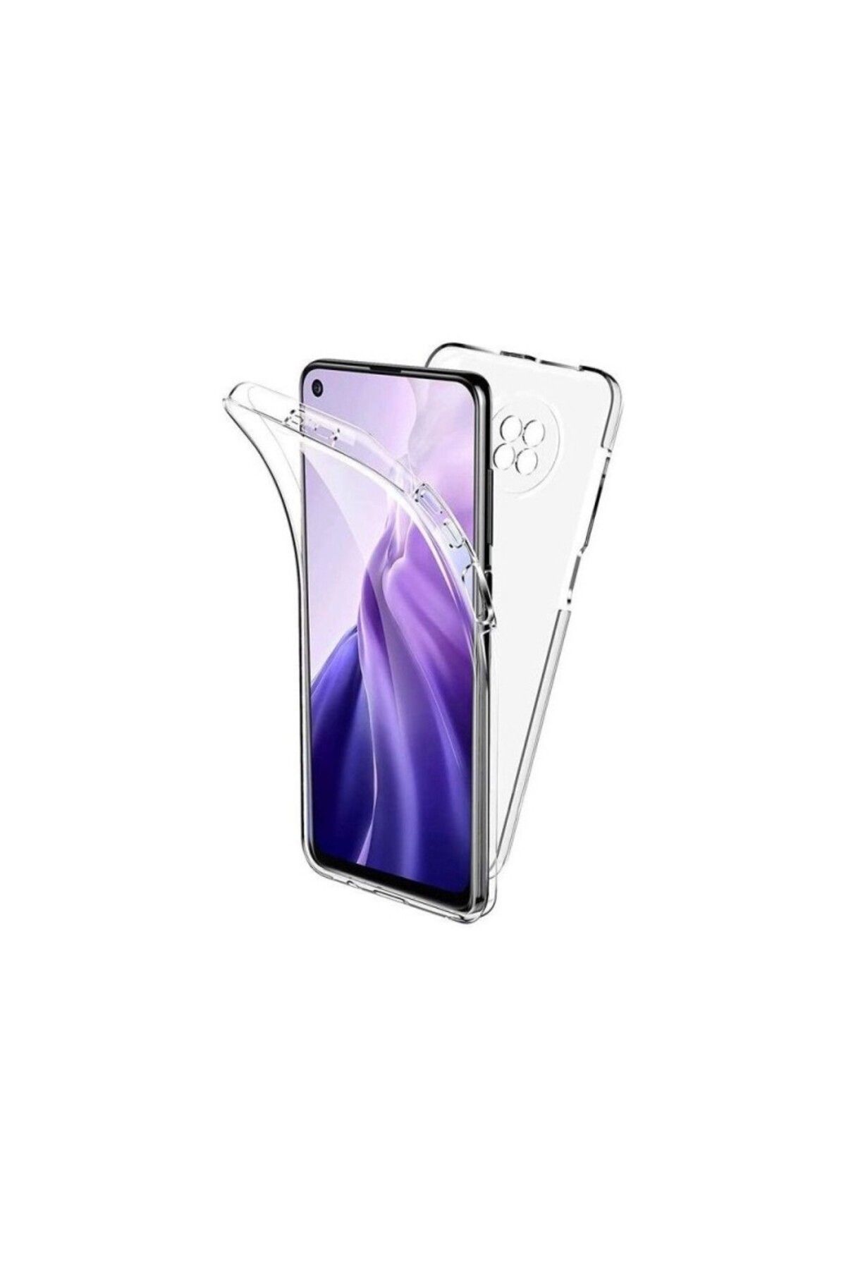 TezMax Xiaomi Mi 10T Lite Uyumlu 360° Ön Arka Tam Koruyucu Şeffaf Silikon Full Body Kılıf