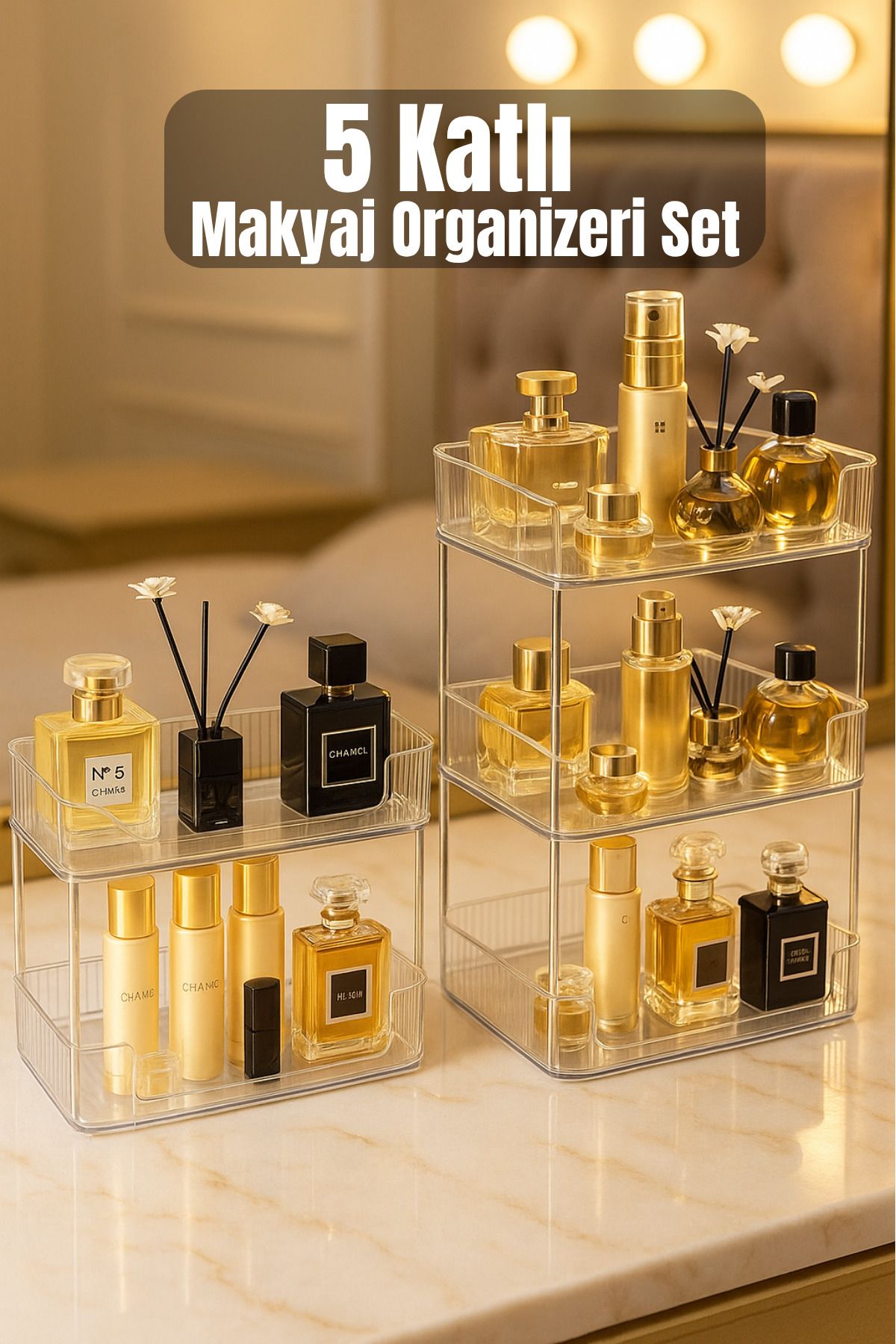 Metsar Home 5 Katlı Çok Amaçlı Makyaj Organizeri - Takı Düzenleyici Banyo Rafı Şampuanlık