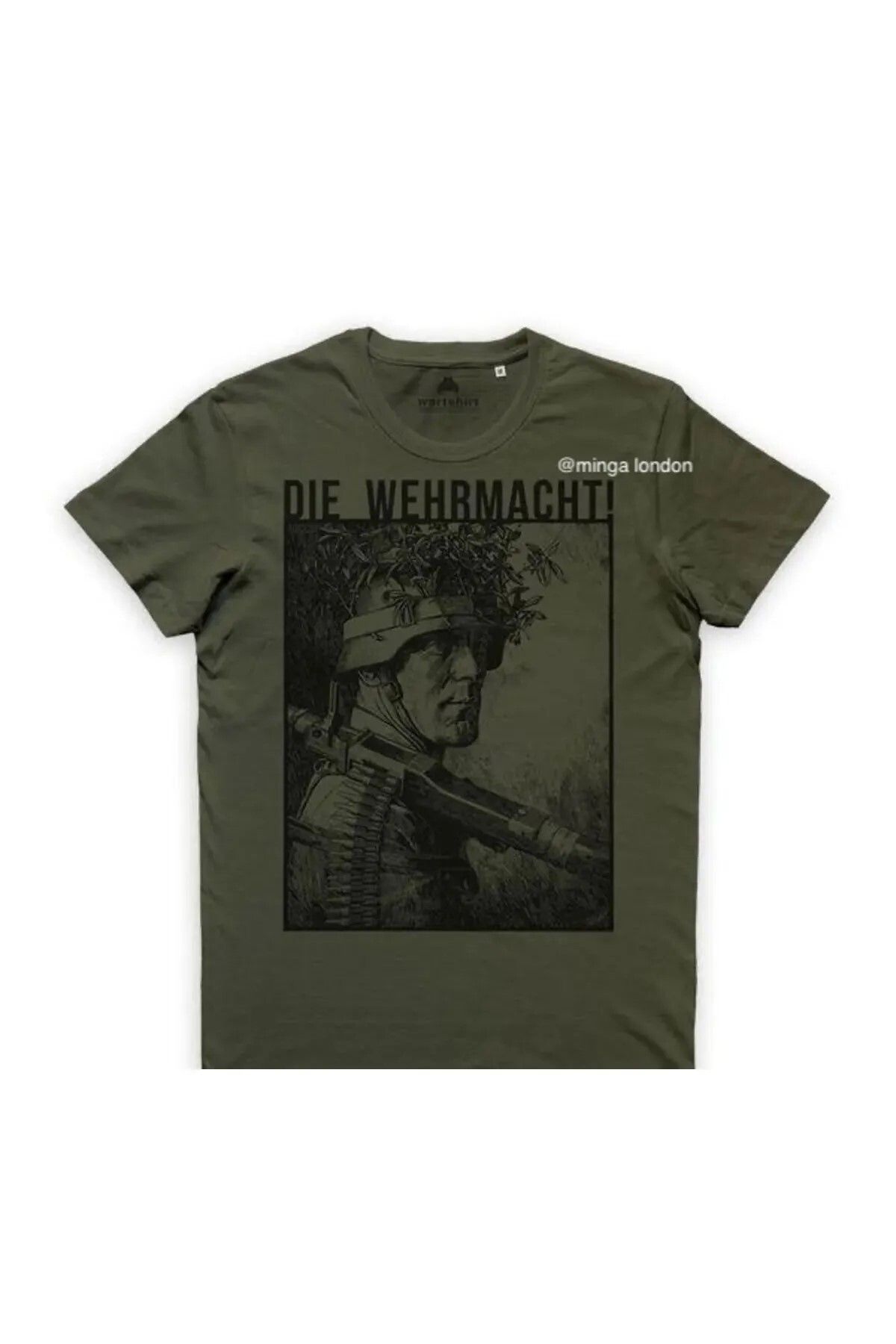 DEEFWEAR DİE WEHRMACHT! Haki Rengi Ön Baskılı Oversize T-shirt