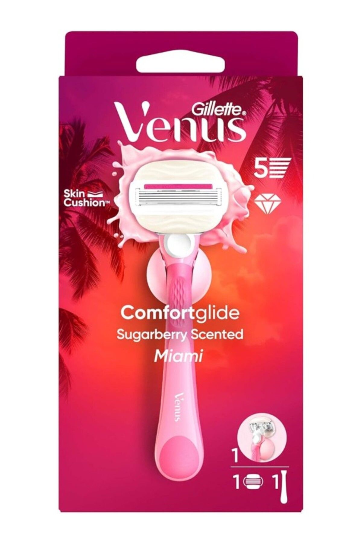 ShopZum Venus Comfortglide Sugarberry Kokulu Miami Kadın 5 Bıçaklı Tıraş Makinesi