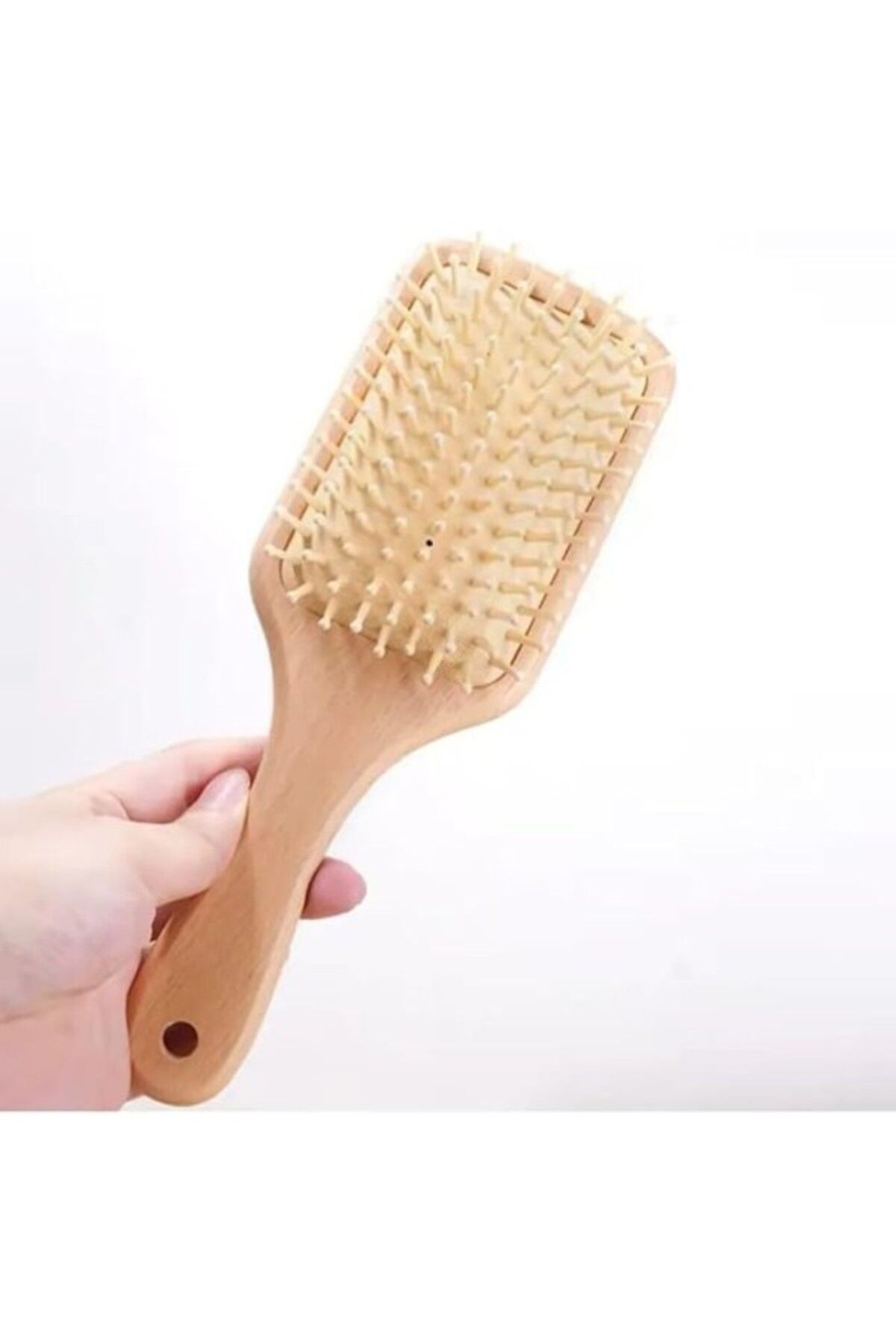 ShopZum Busstier Bambu Uçlu Ahşap Saç Fırçası Doğal Ve Antistatik Tarak