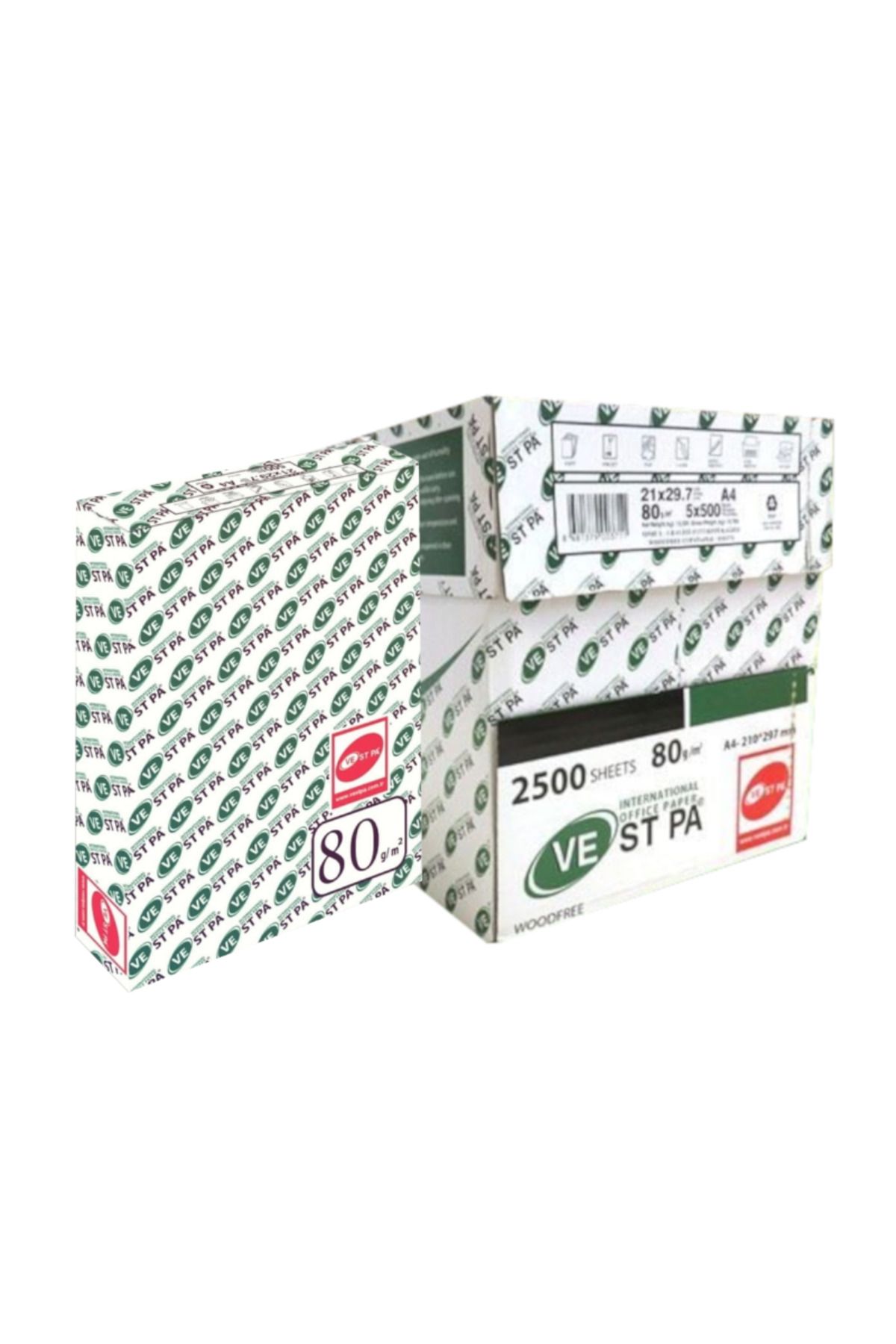 Vestpa A4 Fotokopi Kağıdı 80 g 5 Paket 2500 Yaprak