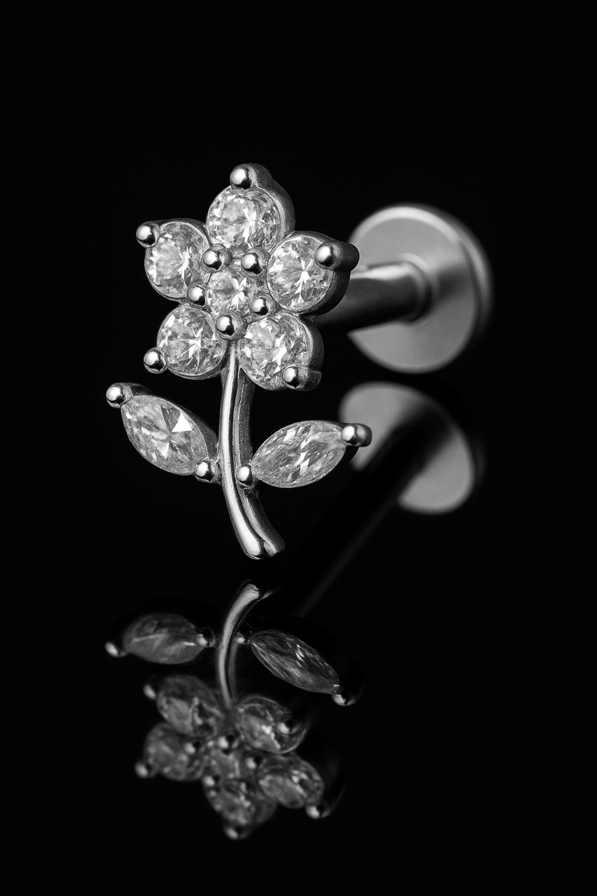 depozoom Titanyum Flatback Tragus Helix Conch Flat kıkırdak PAPATYA Piercing 100%TT-20