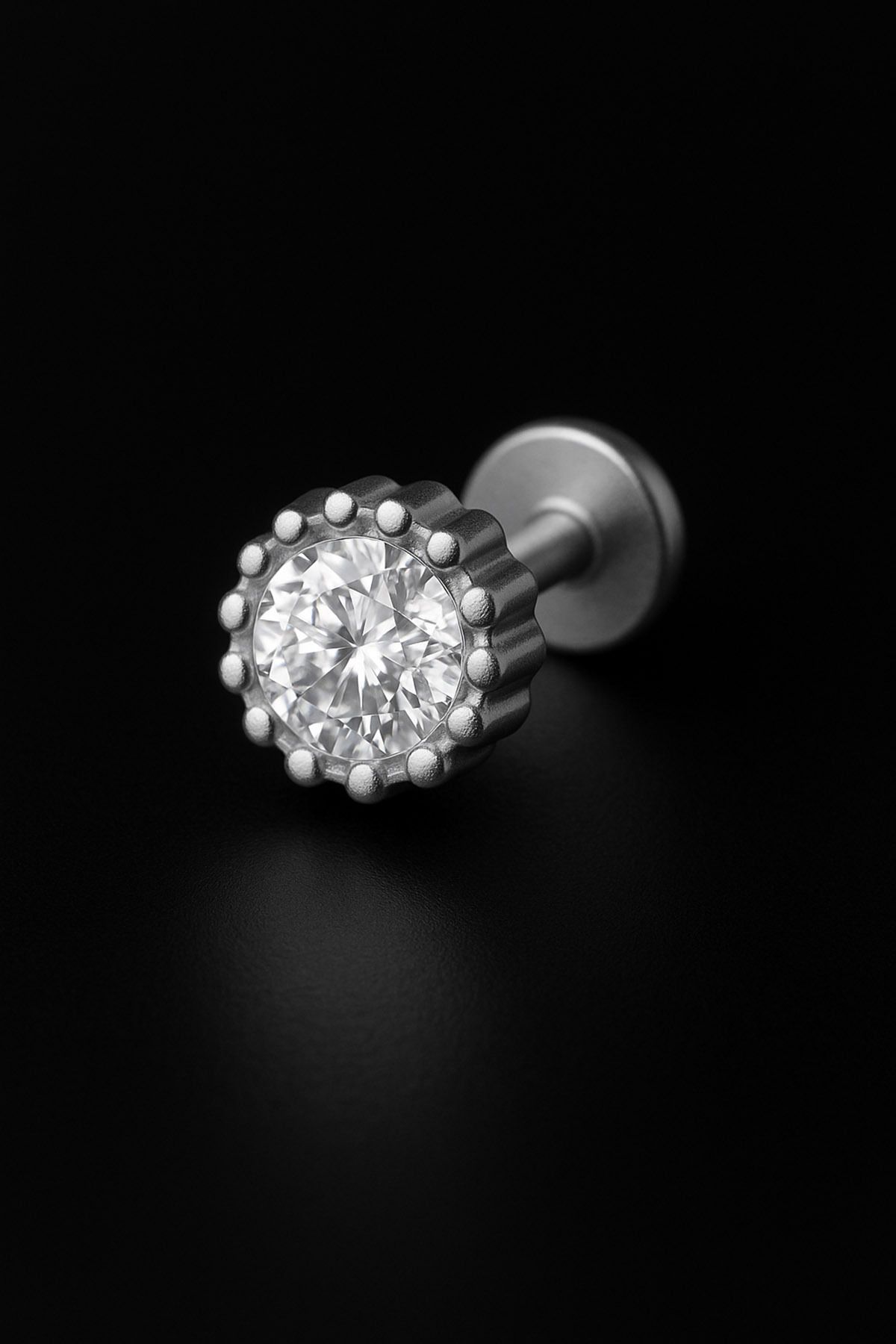 depozoom Titanyum Flatback Tragus Helix Conch Flat kıkırdak ZİRKON Piercing 100%TT-20