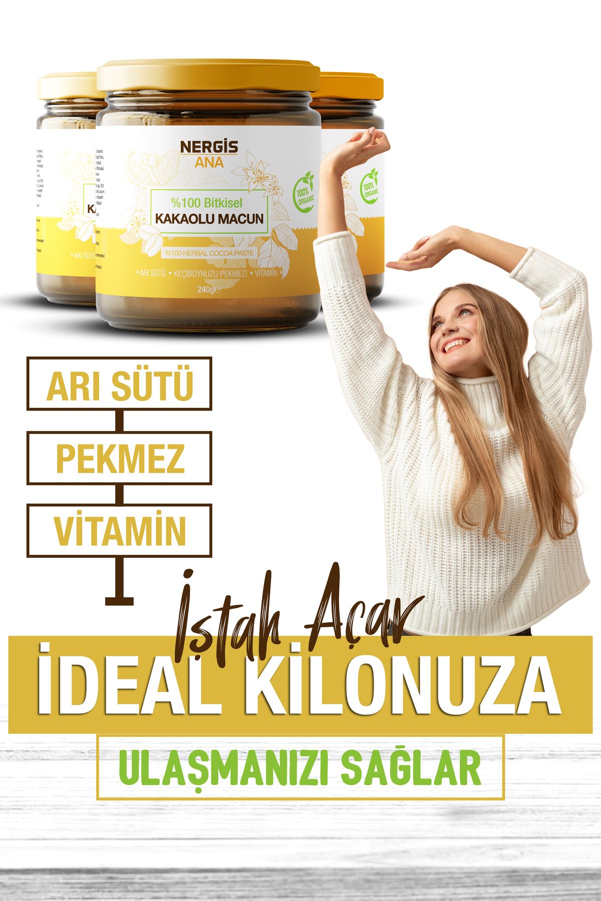 NERGİS ANA Kakaolu, Pekmez, Arı Sütü Bal Ve Vitamin Almaya Yardımcı Macun