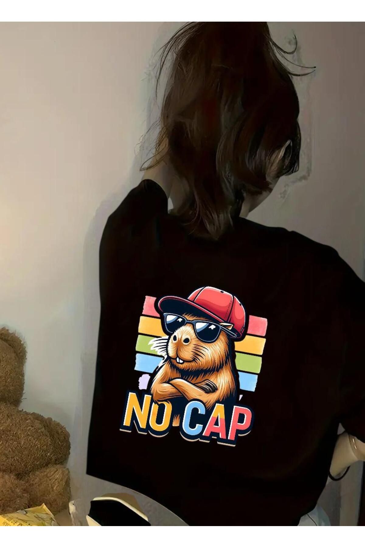 DEEFWEAR Siyah No Cap Sırt Baskılı Unisex Oversize Tshirt