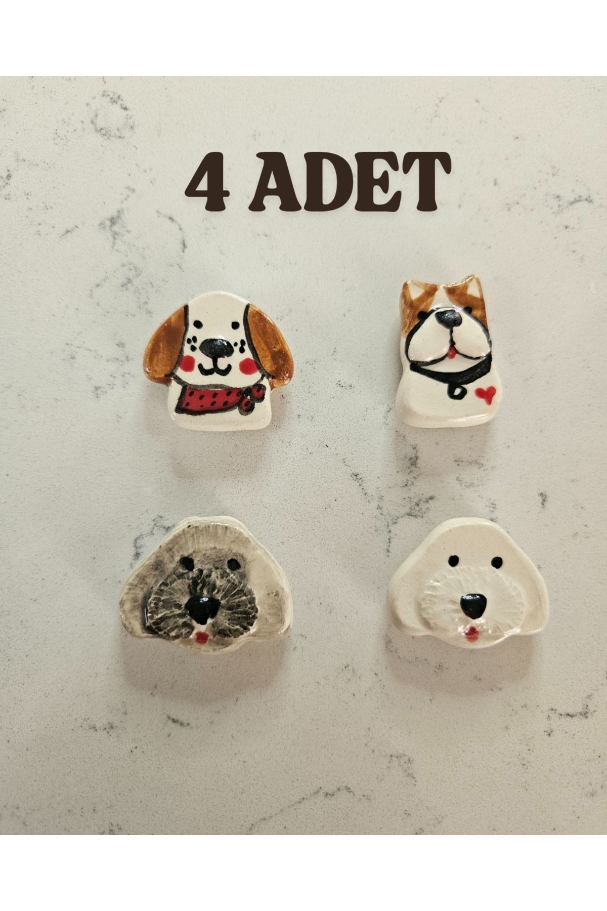 Soli Seramik El Yapımı Köpekli Seramik Magnet, Köpekli Buzdolabı Magneti, Dolap süsü sevimli köpek figürü
