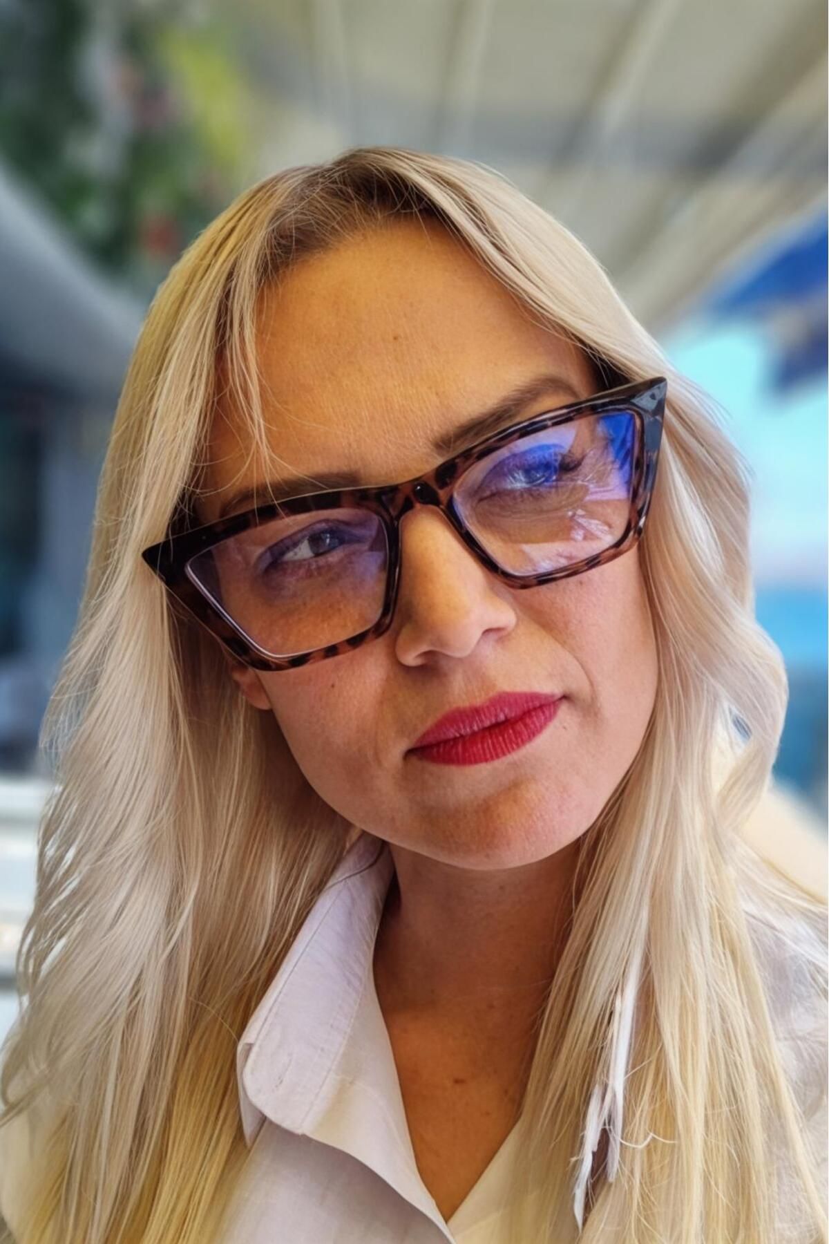 Uniquetrenders Kadın Felicia Mavi Işık Korumalı Dinlendirici Cat Eye Model Ekran Gözlüğü