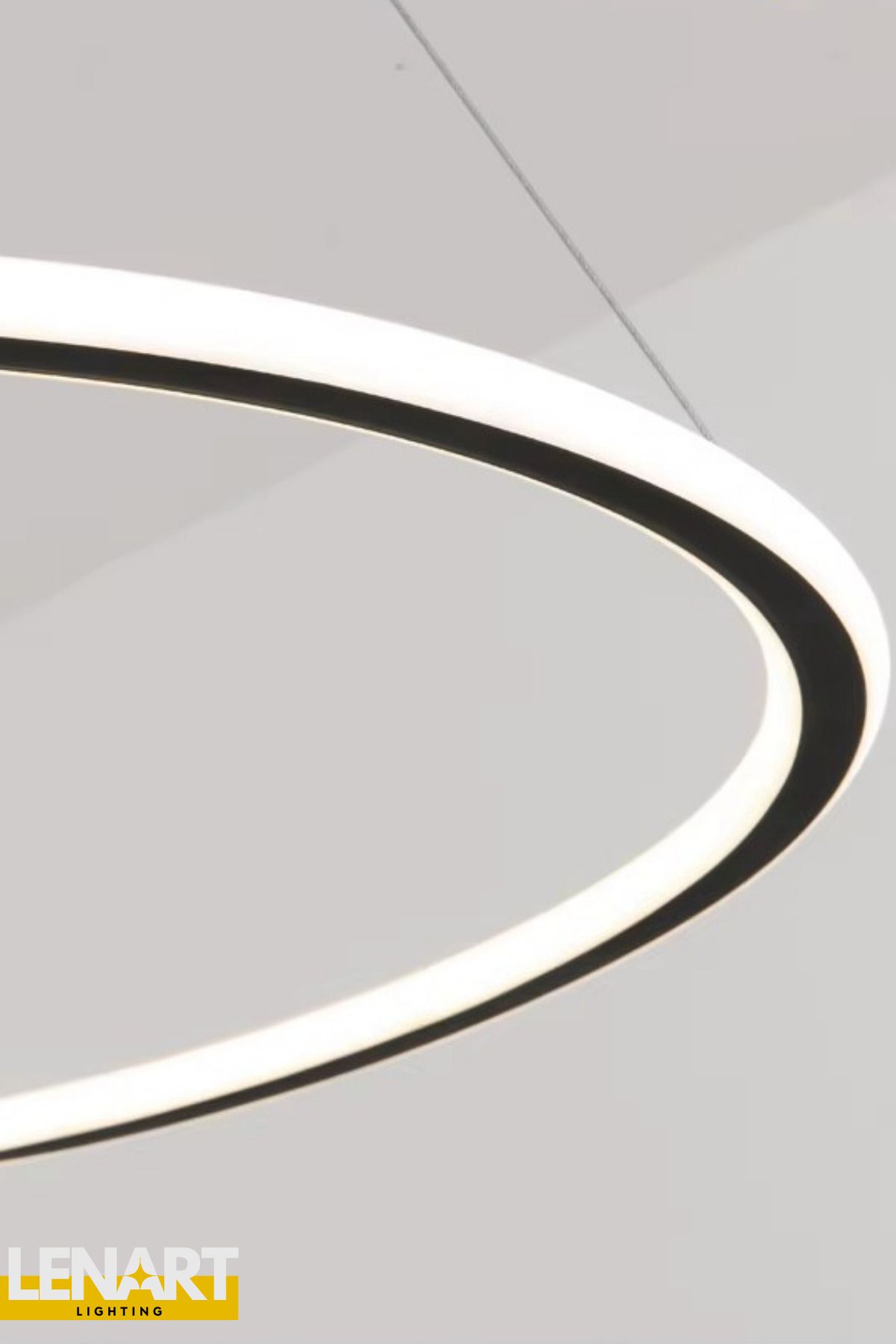Lenart Lighting Halka Model Çift Kasa Yüksek Aydınlatmalı Sarkıt Led Avize, Kumandalı, 3 Renk Aydınlatmalı Avize