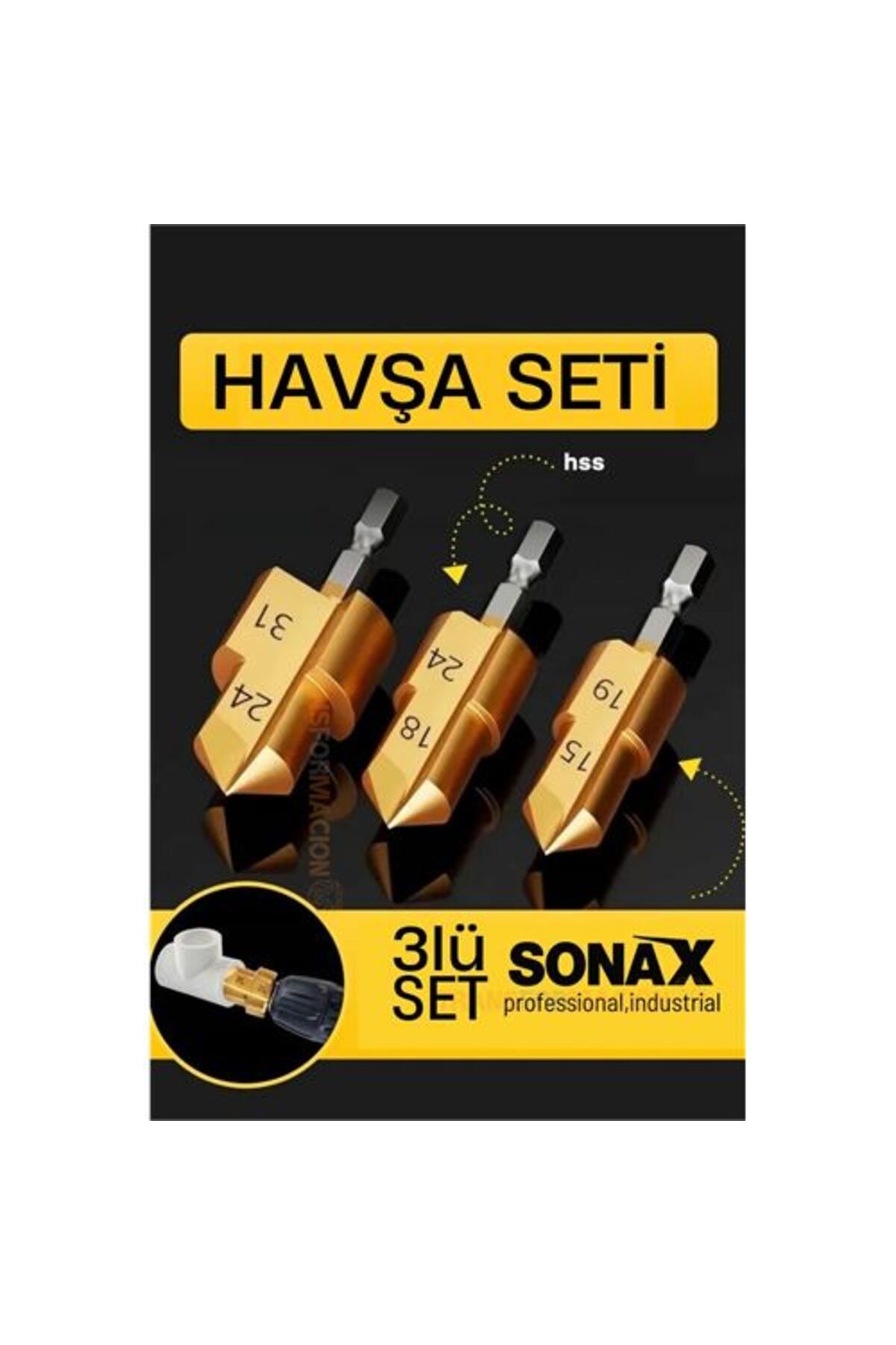 Ladesmedya Plastik Boru Kalemtıraş Boru Açma Pvc Pprc Boru Tamir Delme Genişletme Onarımı - 3lü Havşa Seti