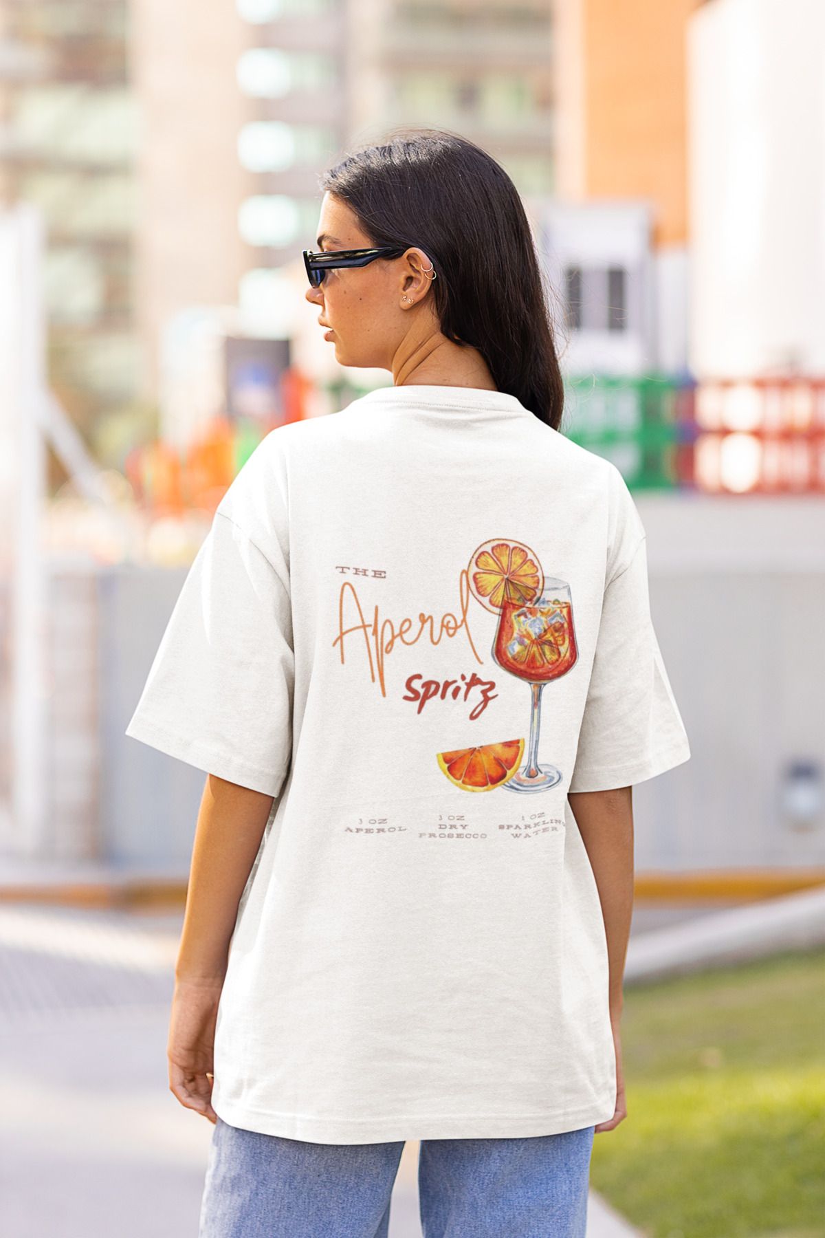 MAGORS ALPENOL SIRT BASKILI BİSİKLET YAKA PAMUKLU OVERSIZE KALIP KISA KOLLU KADIN TSHIRT