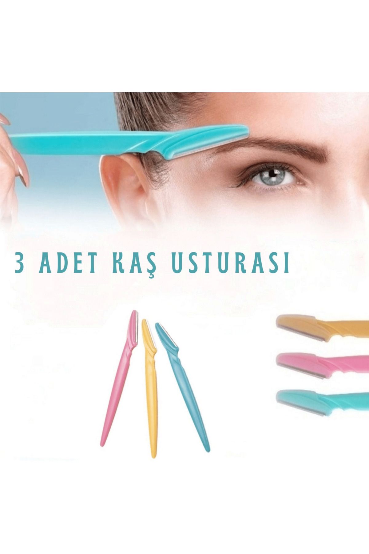 merland benvecocuk Tinkle Kaş Usturası 3'lü Set - Mükemmel Kaşlar İçin Hassas Ve Etkili Aracınız ( Lisinya )