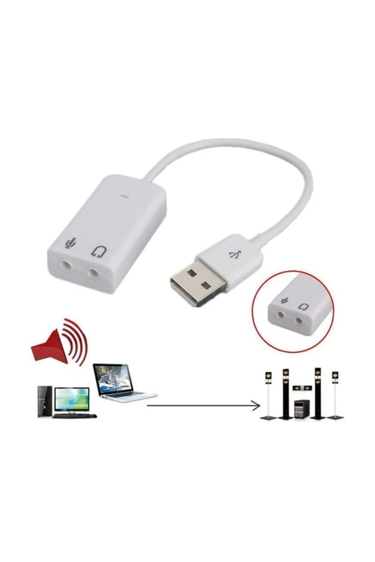 nelerbulurum tak-çalıştır Usb Ses Kartı Çevirici 7+1 Dönüştürücü çevirici Laptop Harici Ses Kartı adaptör