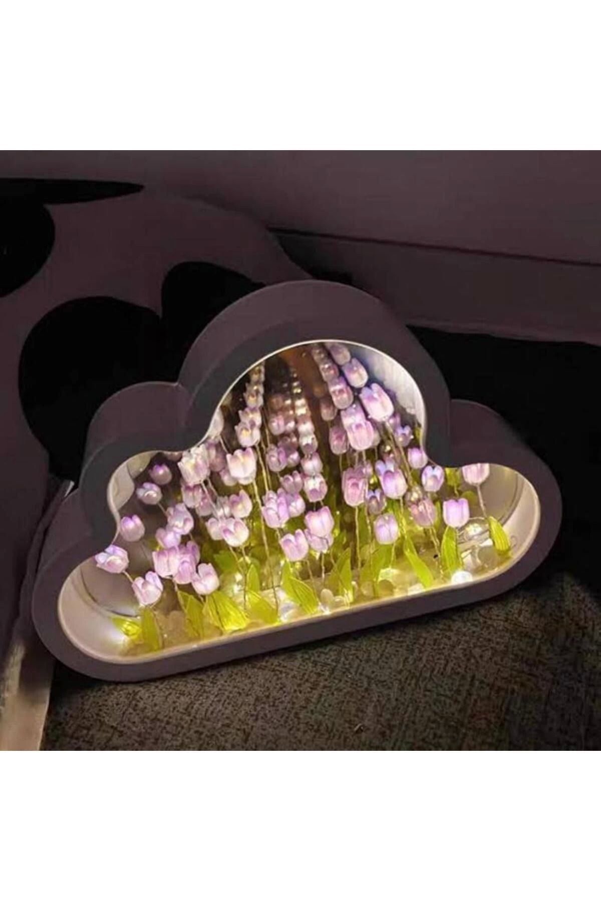 SerenityHaven El Yapımı Lale Denizi Bulut Gece Lambası Büyük Boy