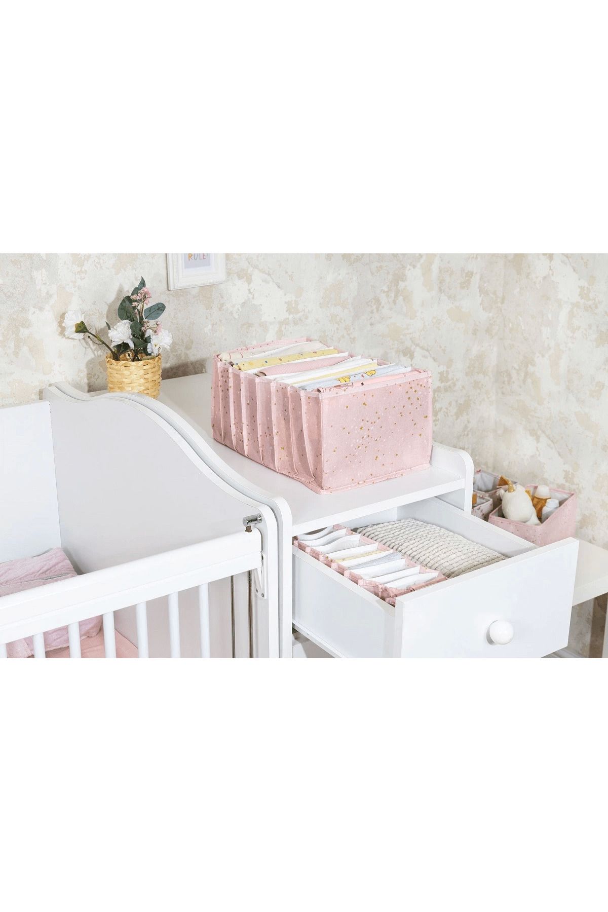 merland benvecocuk Baby Akordiyon Organizer Çekmece Düzenleyici Large (pembe) -04089 ( Lisinya )