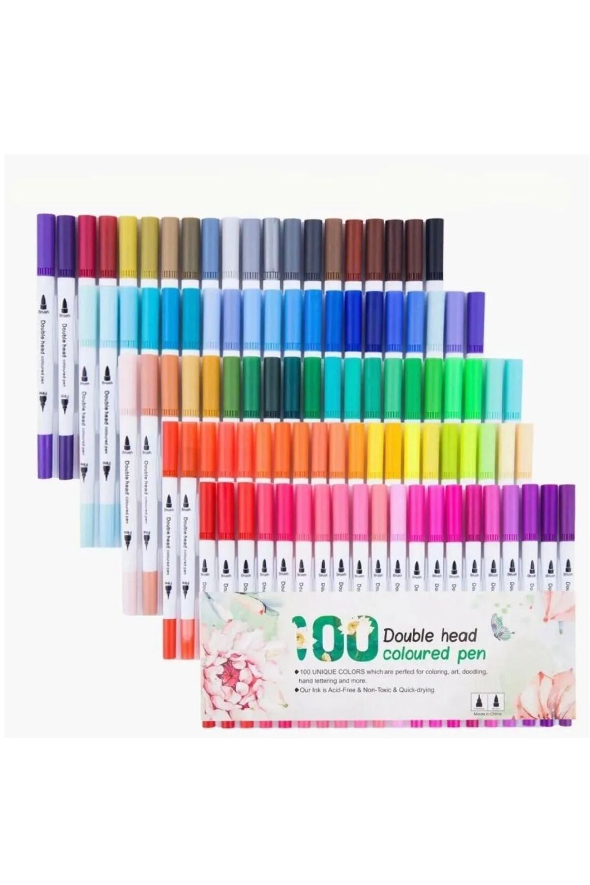 MASTRO Art Çift Taraflı Brush Pen 100'lü Marker Kalem Seti Bullet Jurnal Mandala Eskiz Boyama Seti