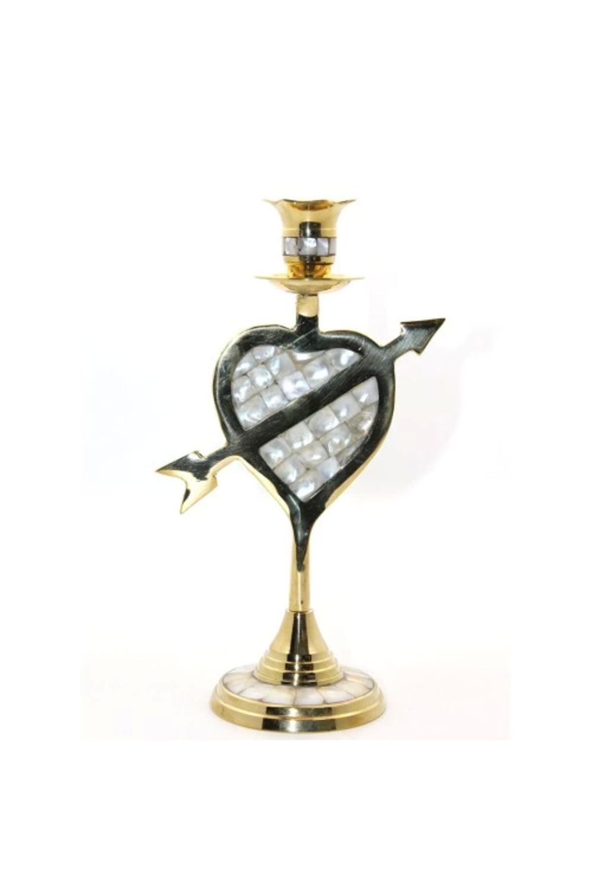 SerenityHaven Pirinç Sedefli Tekli Şamdan 20 cm