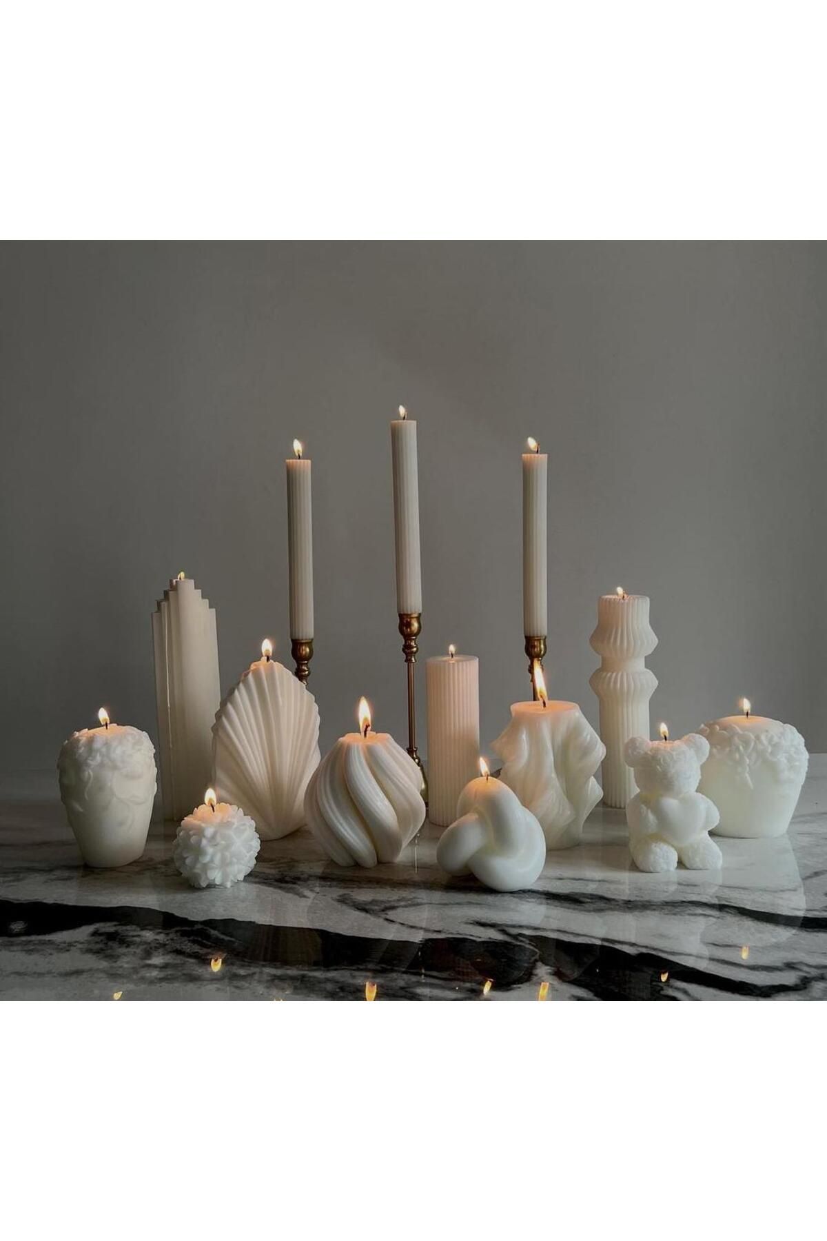 SCA CANDLE Dekoratif Mum kırık Beyaz Renk toplam toplam 13 parça
