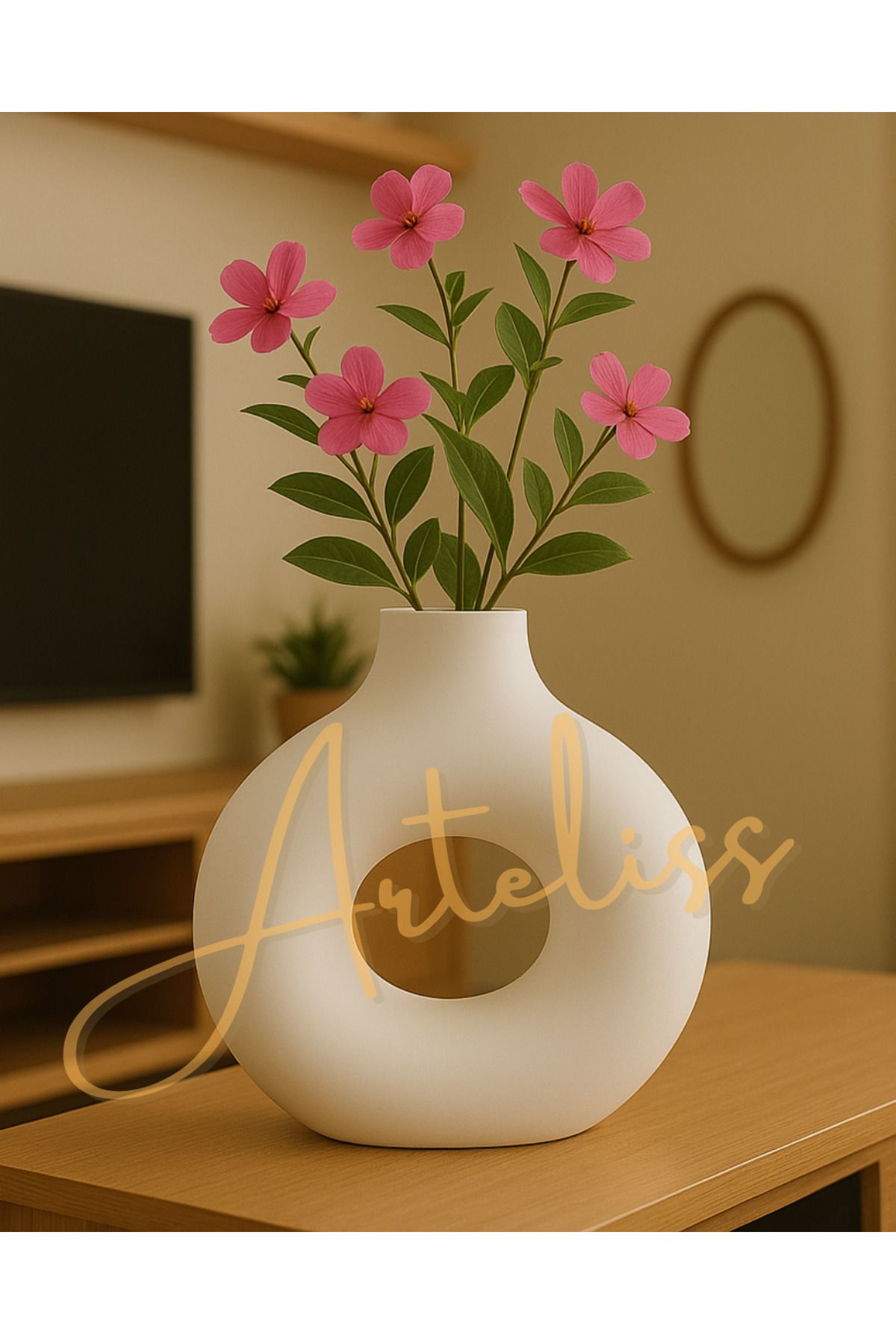 Arteliss Bohem İskandinav Tarz Dekoratif Büyük Vazo | Modern Yuvarlak Tasarım | Minimal & Şık Salon Aksesuarı