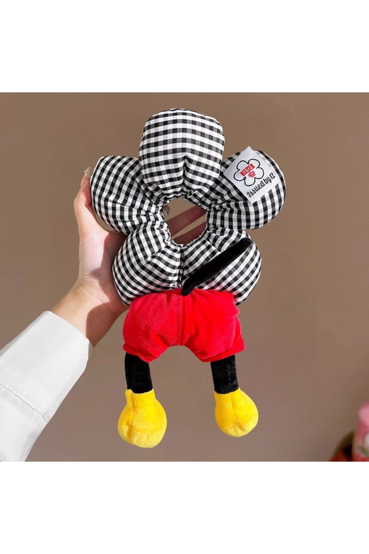 GÜLPEŞE Mickey Mouse Detaylı Yeni Trend Pofuduk Peluş Simit Saç Bağlama Tokası Xp-7299