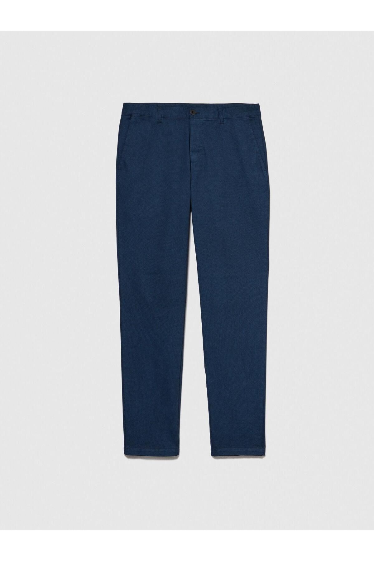 Sisley Streç Pamuklu Kemer Delikli Slim Fit Denim Chino Pantolon Erkek Renkli Pantolon - 324P4HJTSF03N