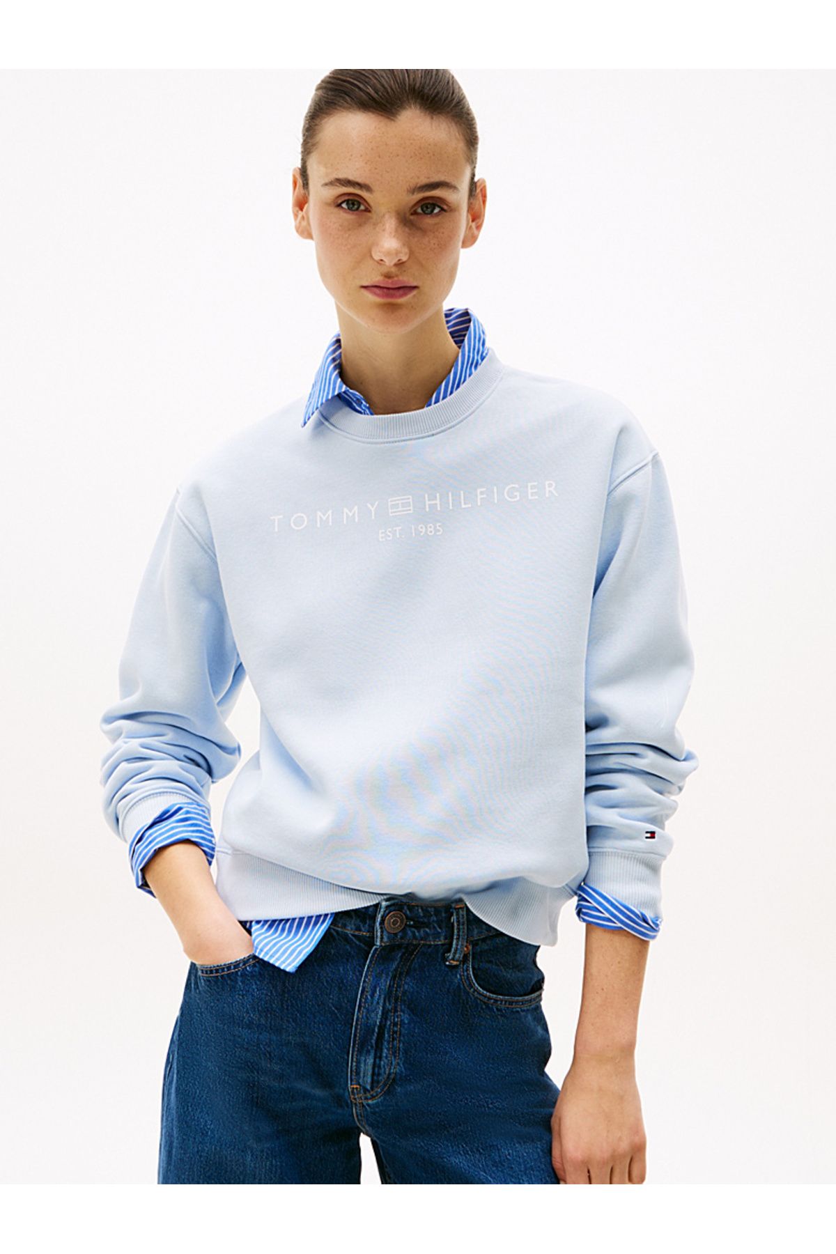 Tommy Hilfiger Logo Crew Neck Fleece Sweatshirt