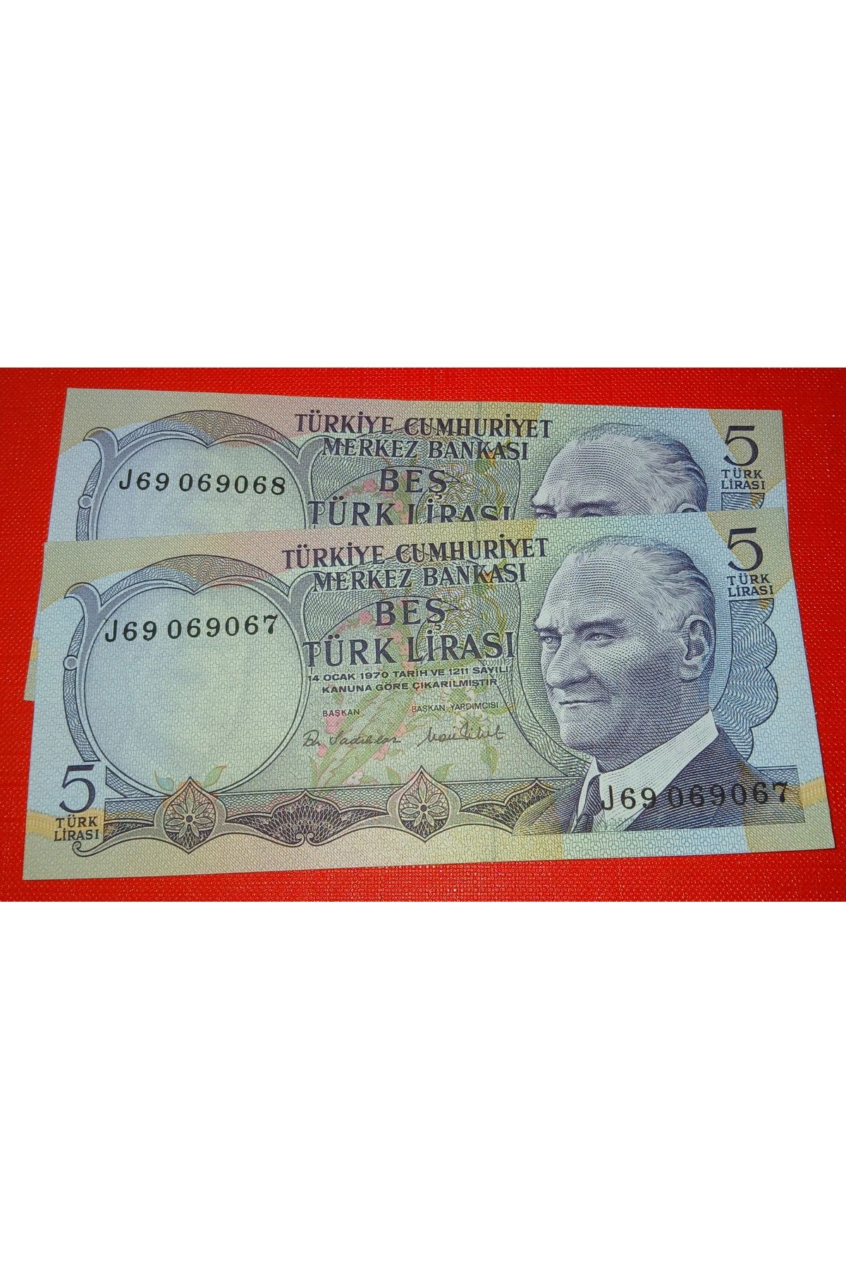 DÜZGÜN TİCARET 6.EMİSYON 5 LİRA KAĞIT PARA 2 ADET SERİ TAKİPLİ ÇİL ALTI KONDİSYON