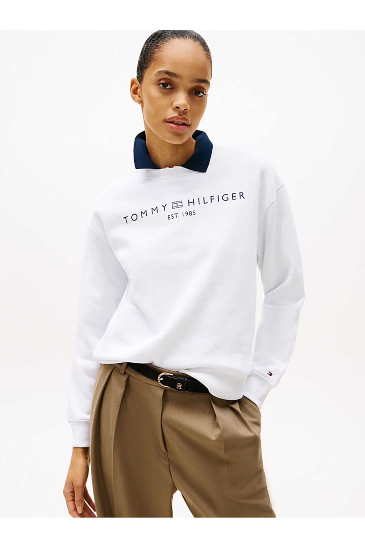 Tommy Hilfiger Logo Crew Neck Fleece Sweatshirt