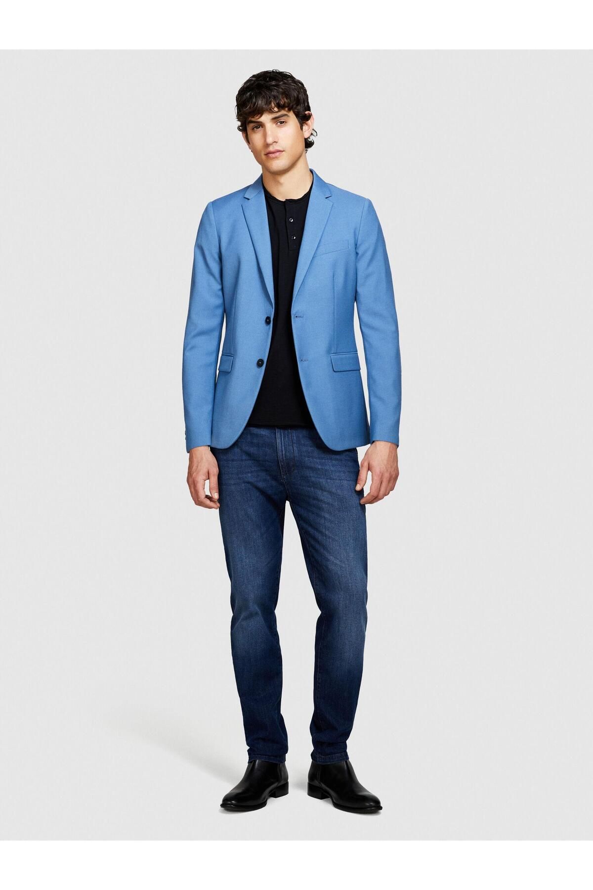 Sisley Streç Pamuklu Kemer Delikli Slim Fit Denim Pantolon Erkek Haki Mix Pantolon - 324P44ZASF024