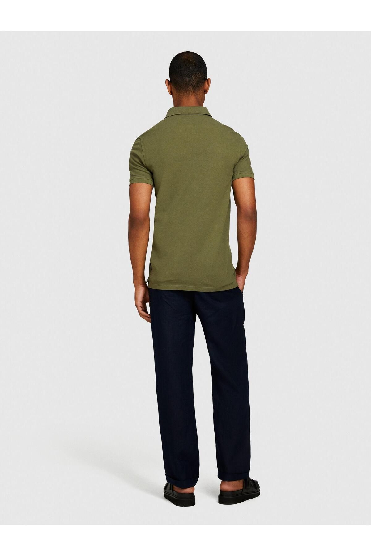 Sisley %100 Keten Kemer Delikli Kıvrık Paça Regular Fit Pantolon Erkek Lacivert Pantolon - 324P4AGHSF042