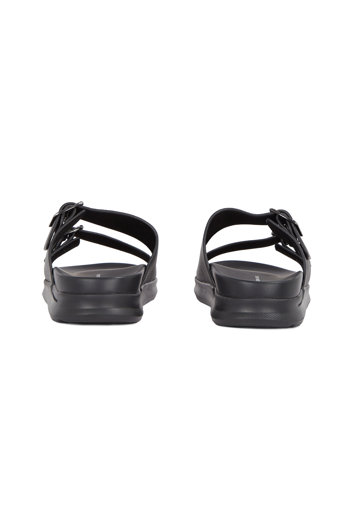 Tommy Hilfiger-Tommy Hilfiger Men Black Leather Buckle Strap Sandals 6