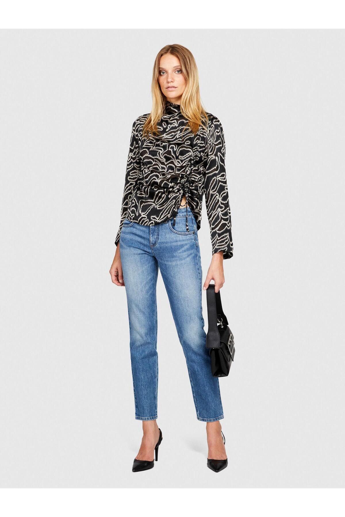 Sisley Shibuya Slim Fit Denim Pantolon Kadın Siyah Mix Pantolon - 323A4WTCLE02O