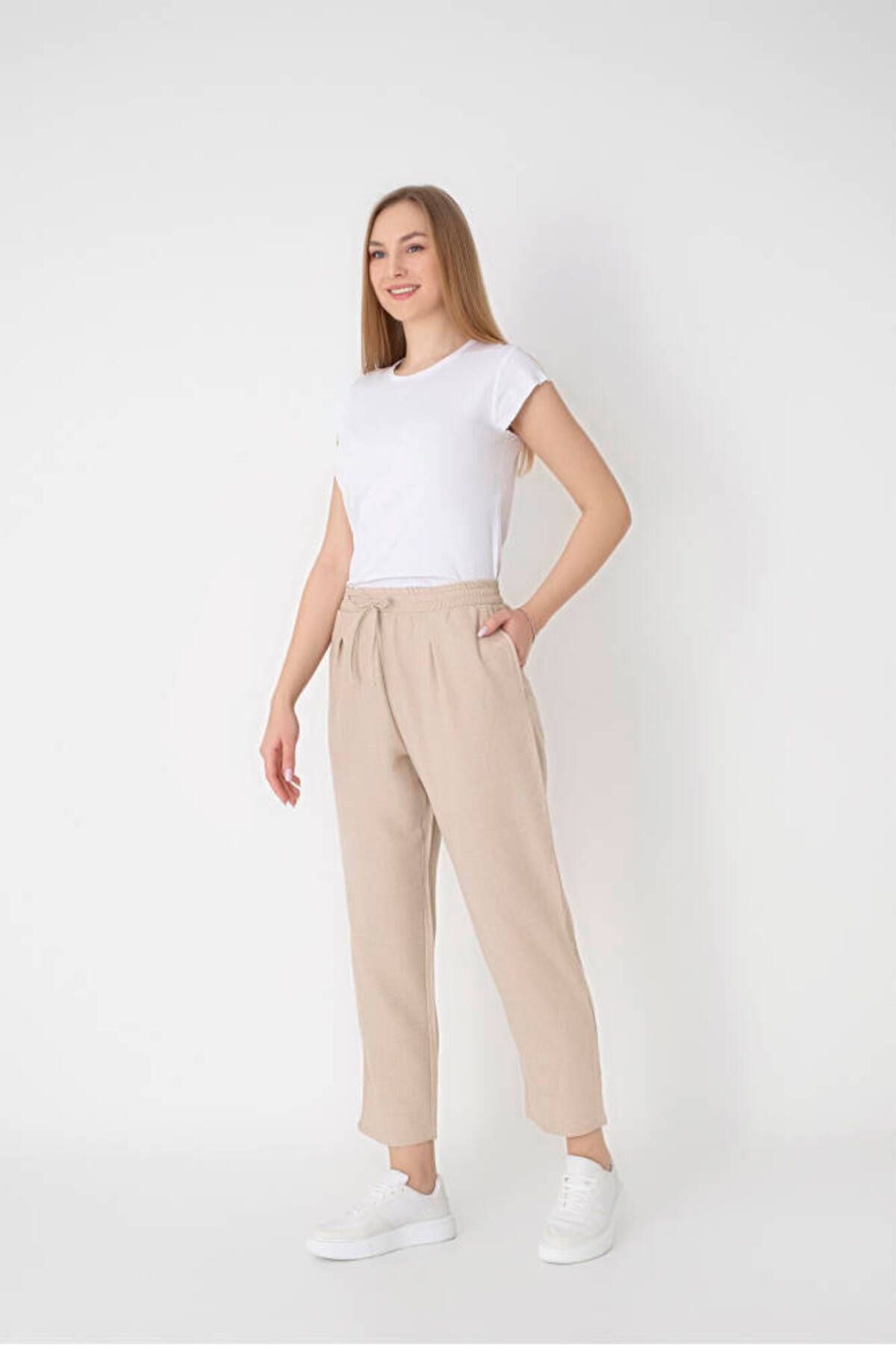 Star BESTTREND KADIN BEJ KETEN CEPLİ PANTOLON
