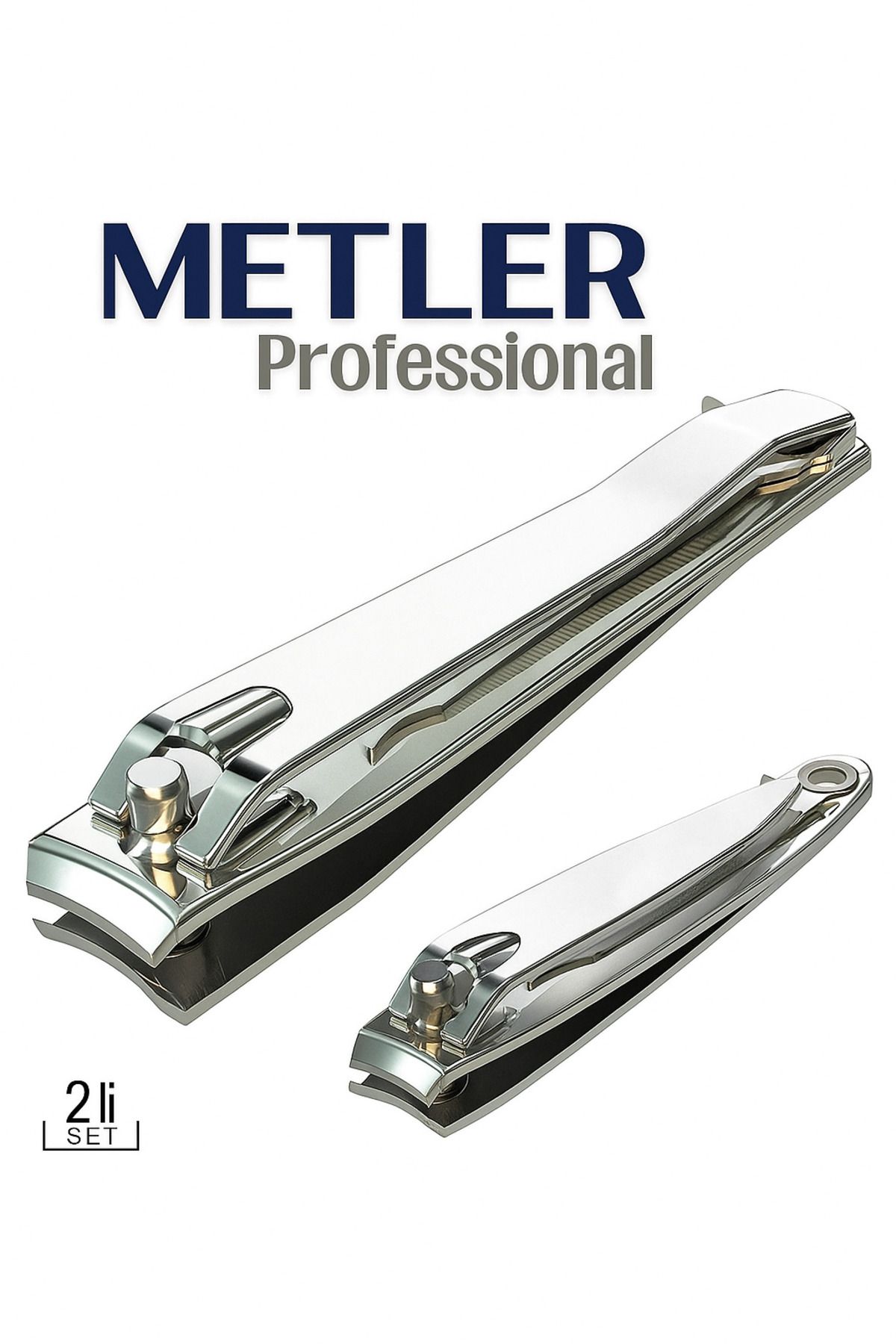 Metler 2'li Paslanmaz Çelik Tırnak Makası Seti | Professional Kalite | El ve Ayak Tırnakları İçin Uygun